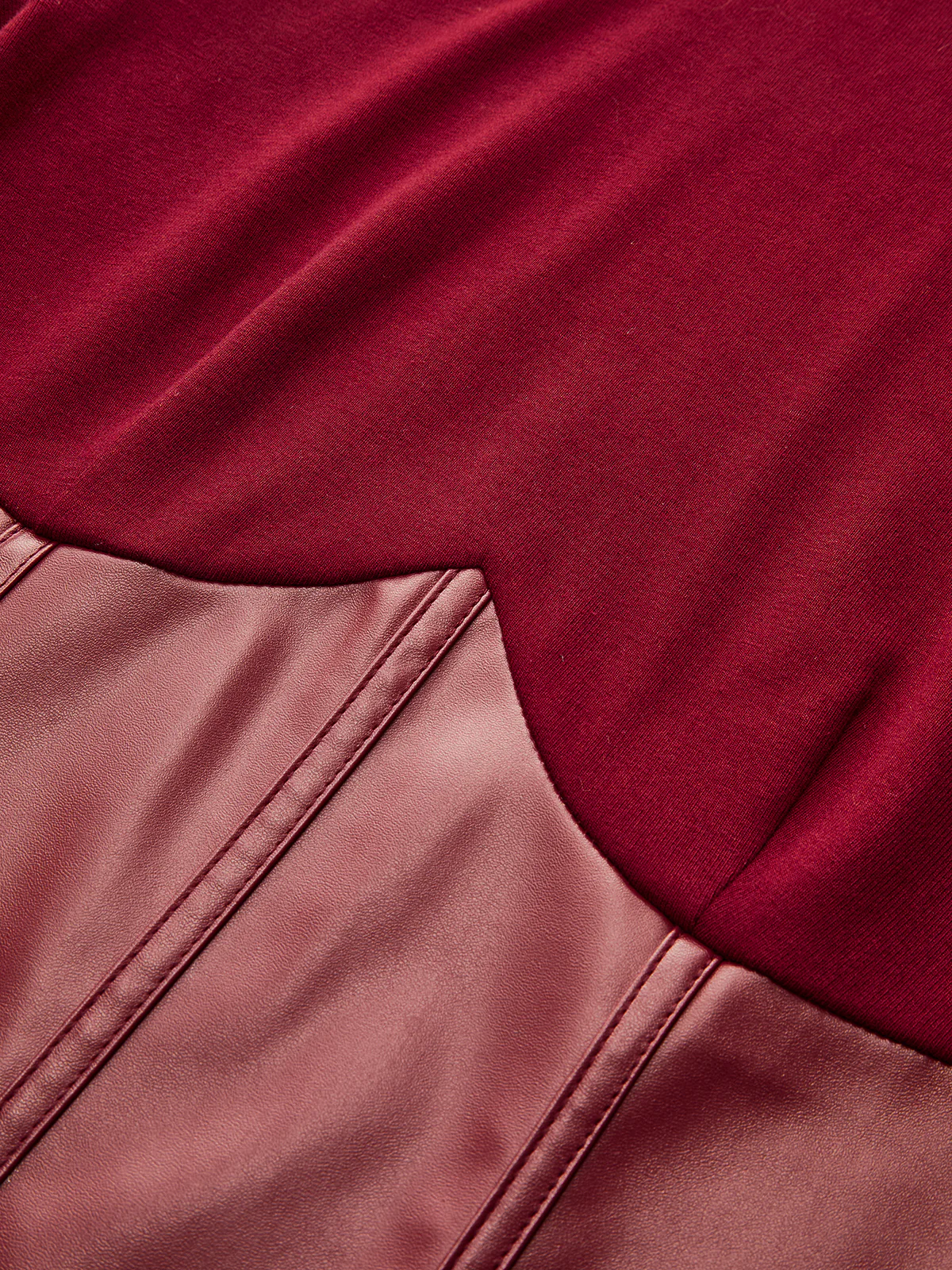 Faux Leather Corset Paneled Mock Neck Top - Image 4