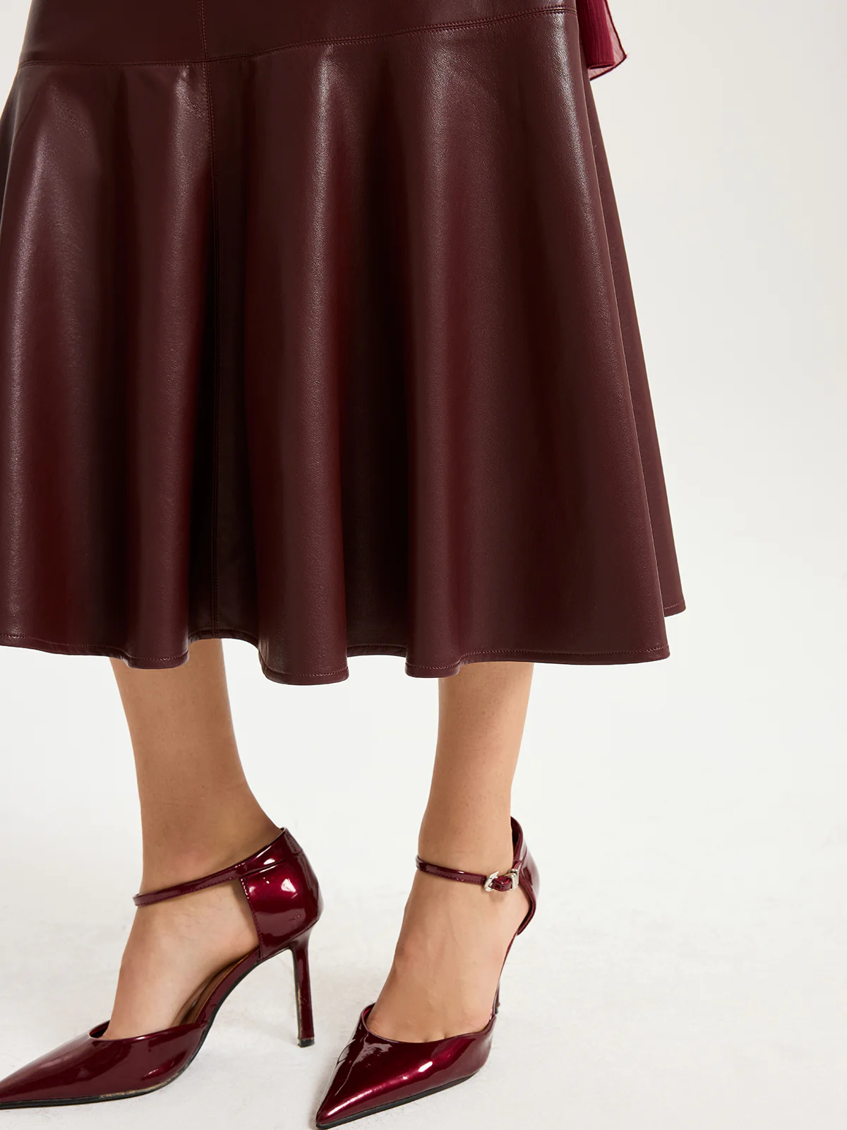 Faux Leather Effect Midi Skirt - Image 4