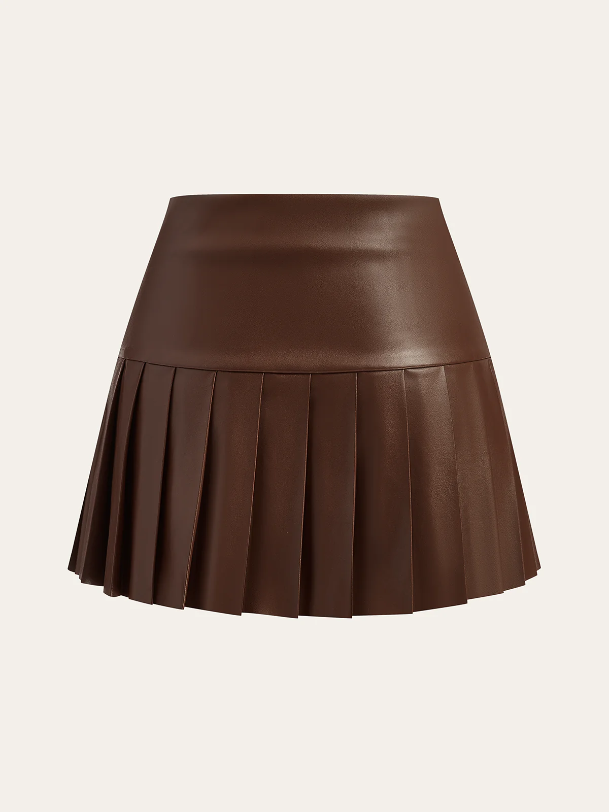 Faux Leather High-Waist Pleated Mini Skirt - Image 3