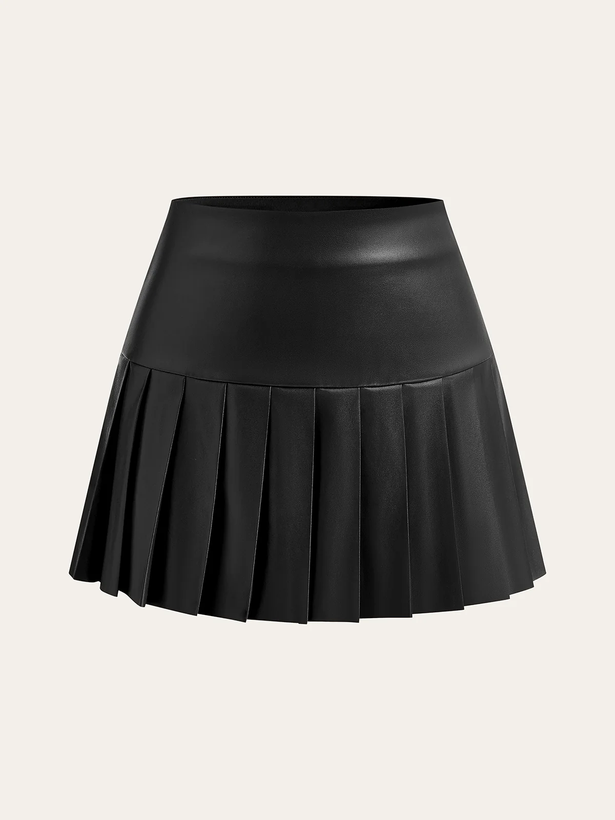 Faux Leather High-Waist Pleated Mini Skirt - Image 5