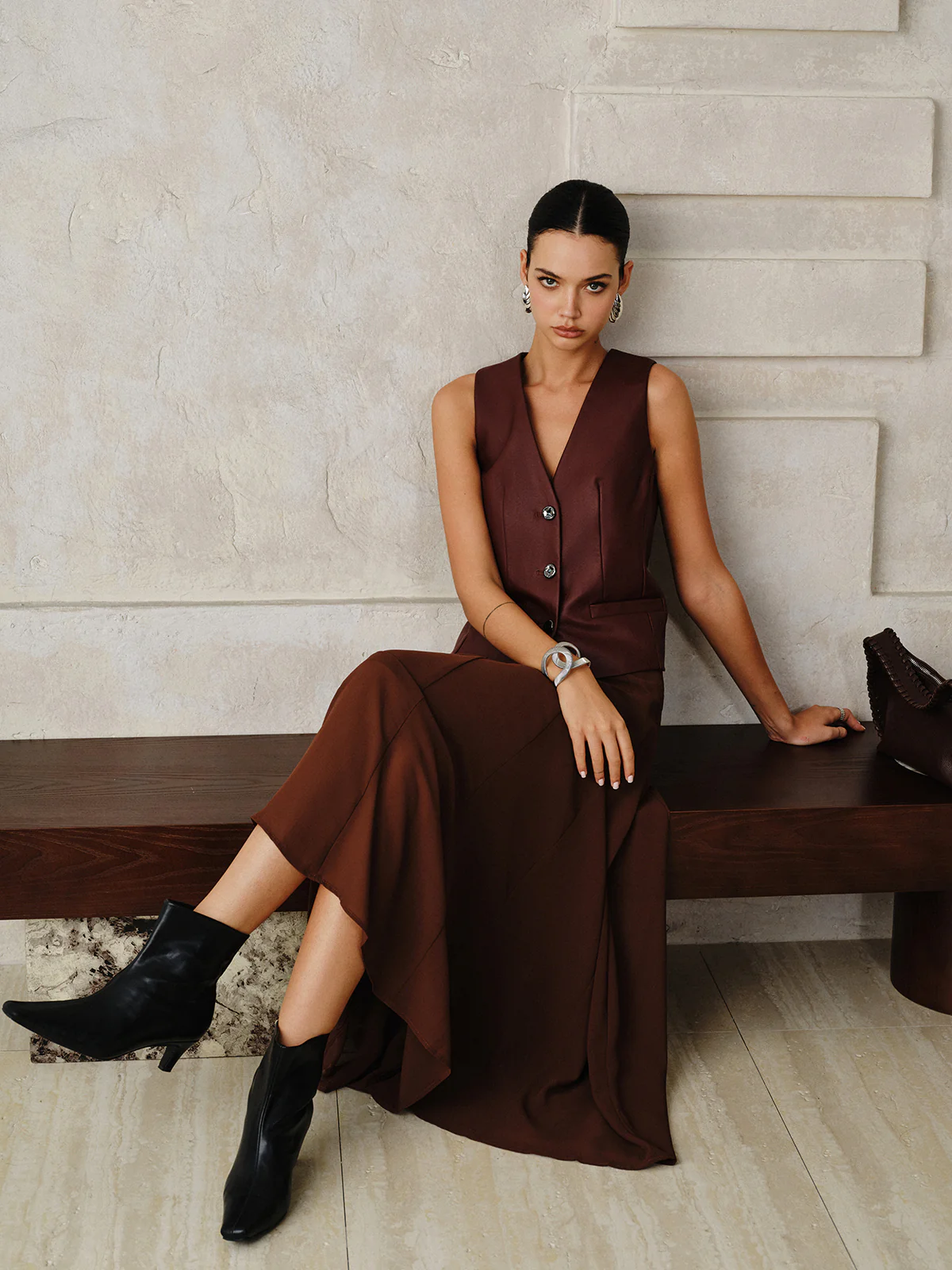 Faux Leather Metal Button Vest - Image 8