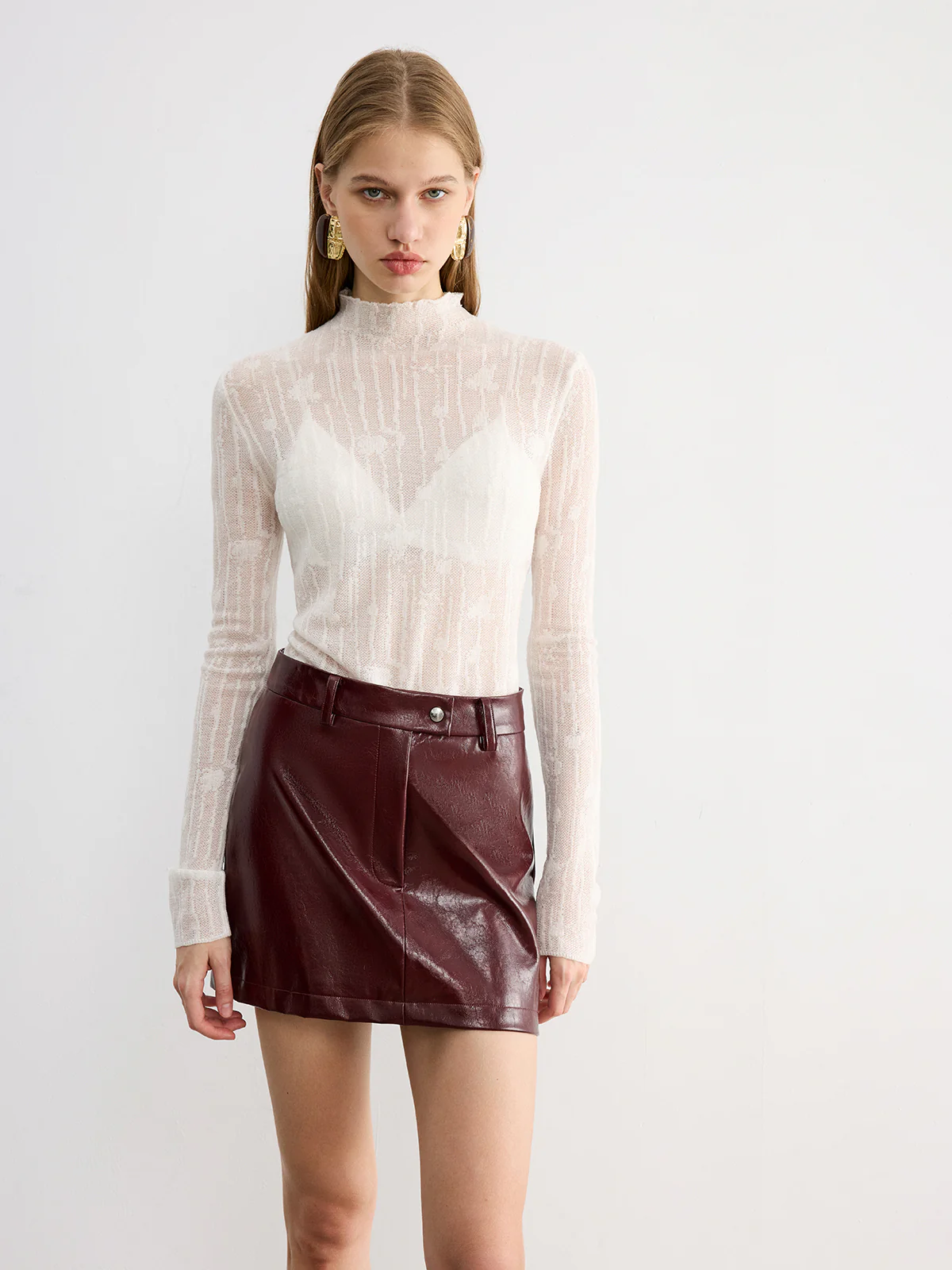 Faux Leather Mini Skirt - Image 3