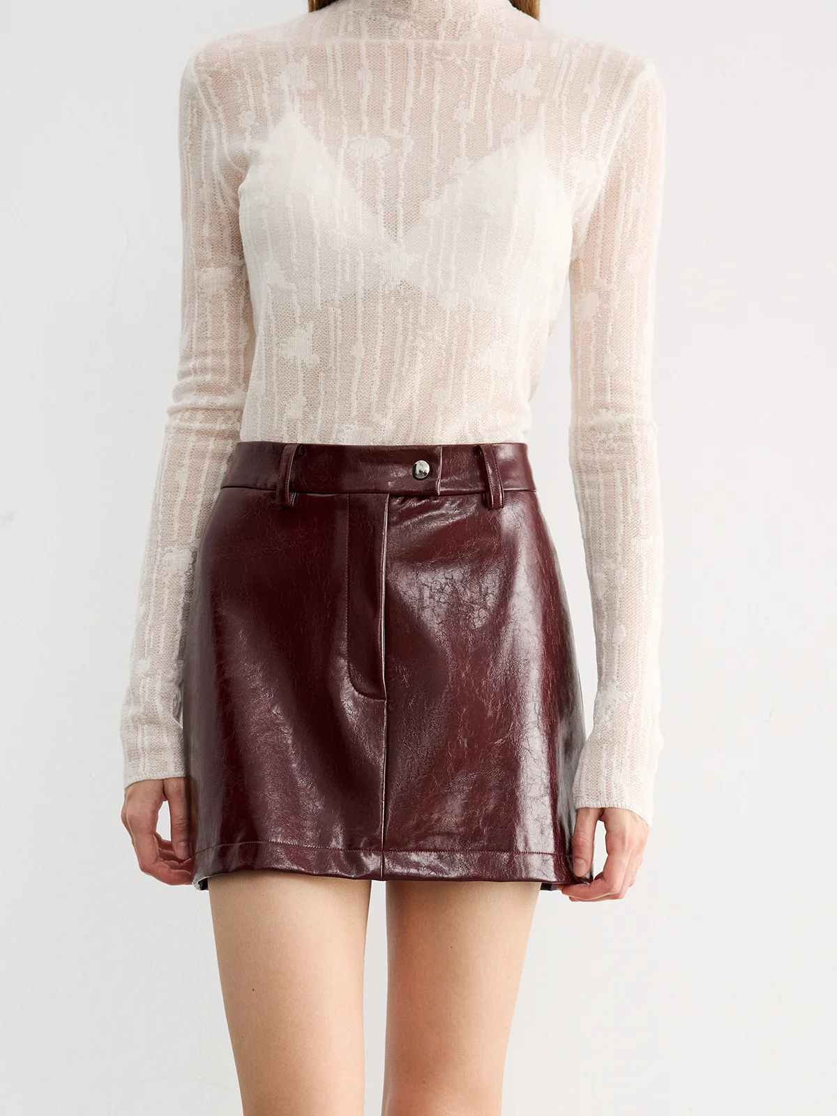 Faux Leather Mini Skirt - Image 4
