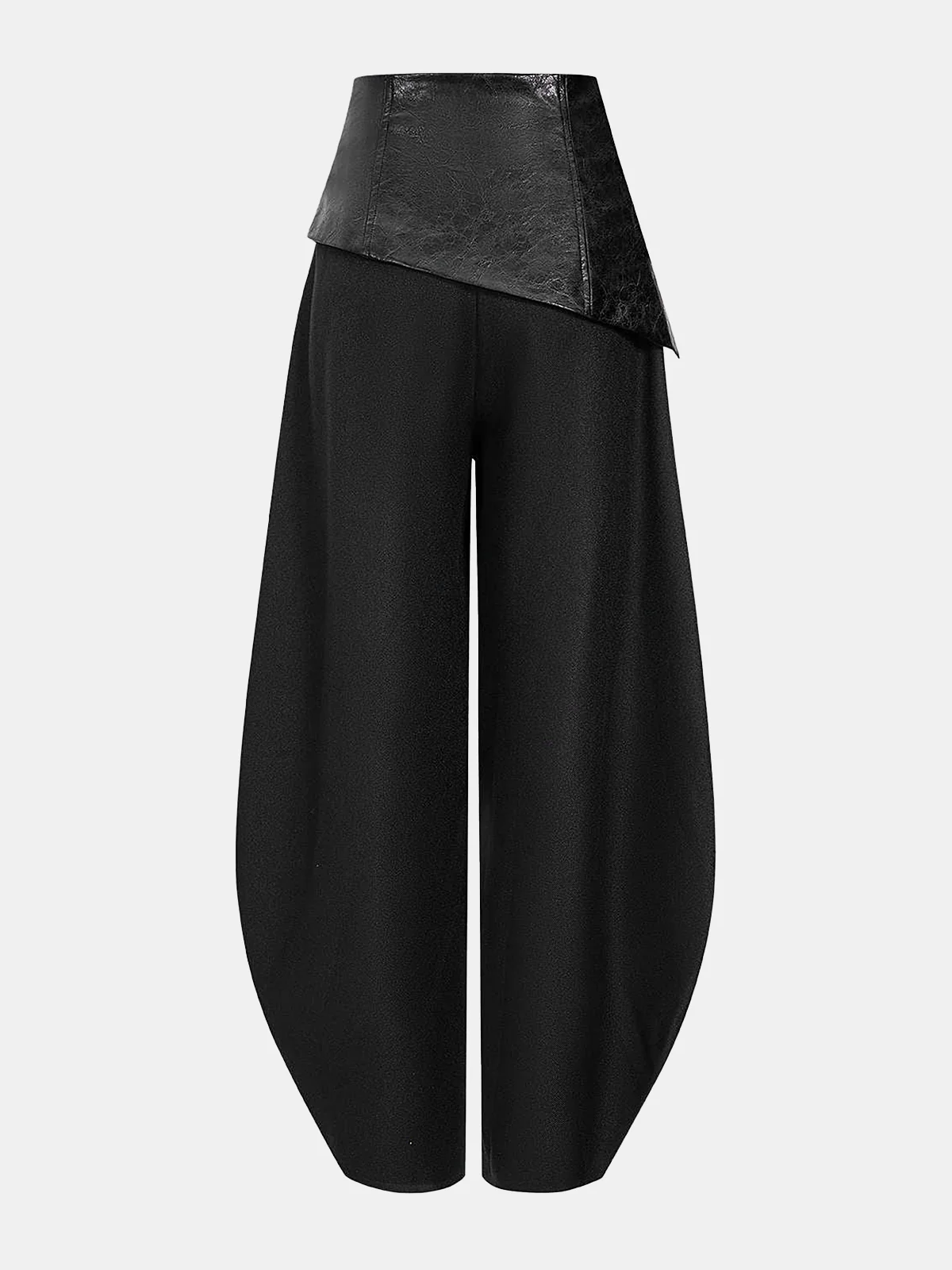 Faux Leather Panel Lantern Pants - Image 2