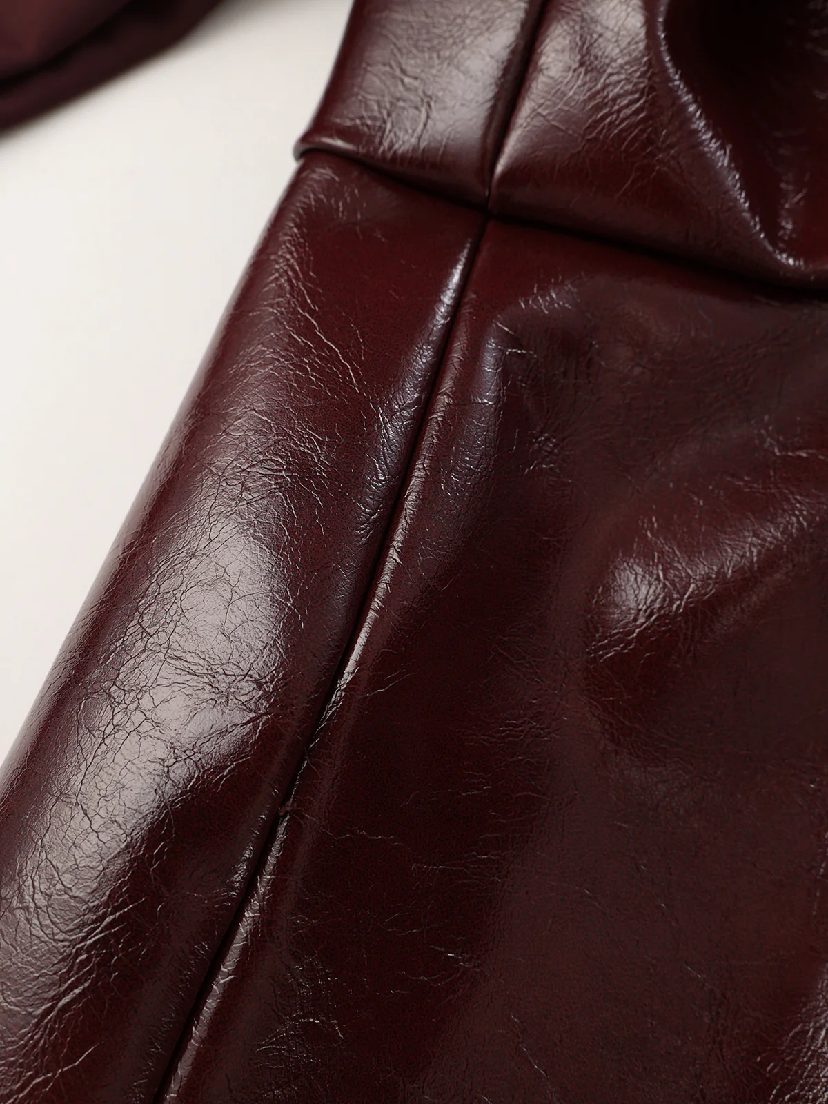 Faux Leather Panel Lantern Sleeve Blouse - Image 4