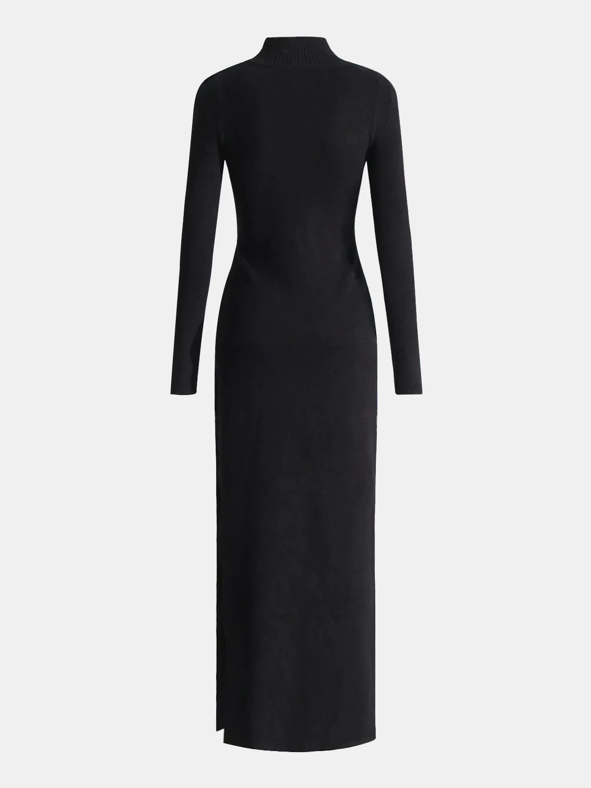 Faux Leather Panel Mock Neck Knit Maxi Dress - Image 3