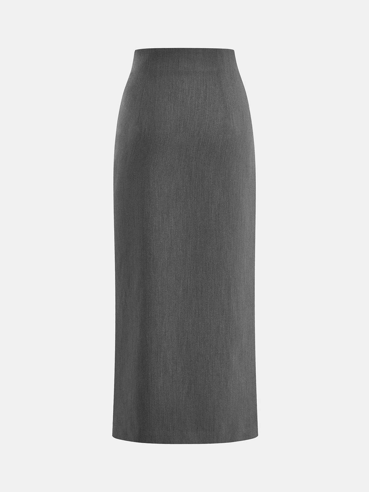 Faux Leather Paneled Slit Midi Skirt - Image 2