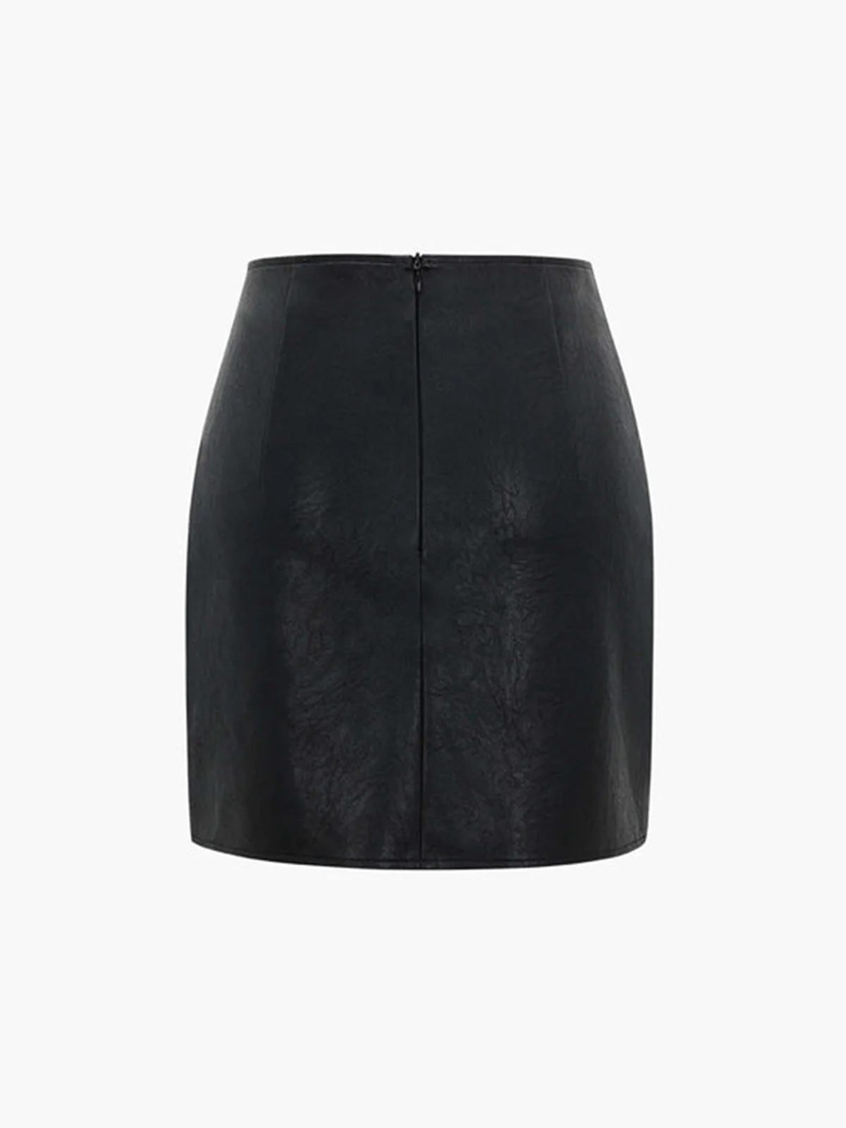 Faux Leather Patchwork Pleated Mini Skirt - Image 2