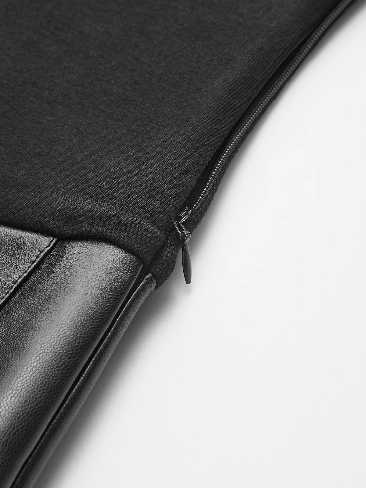 Faux Leather Pleated Panel Long Sleeve Dress - Image 3