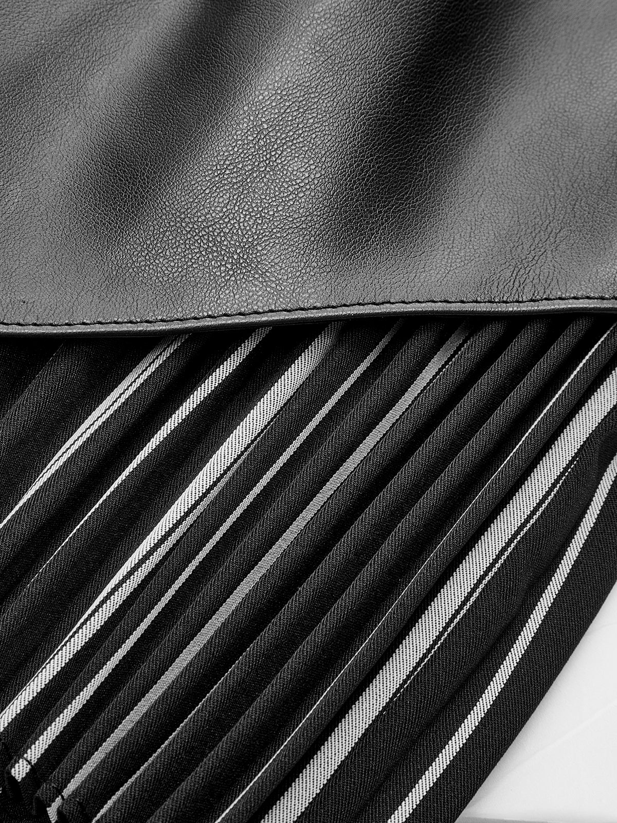 Faux Leather Pleated Panel Skirt - Image 2