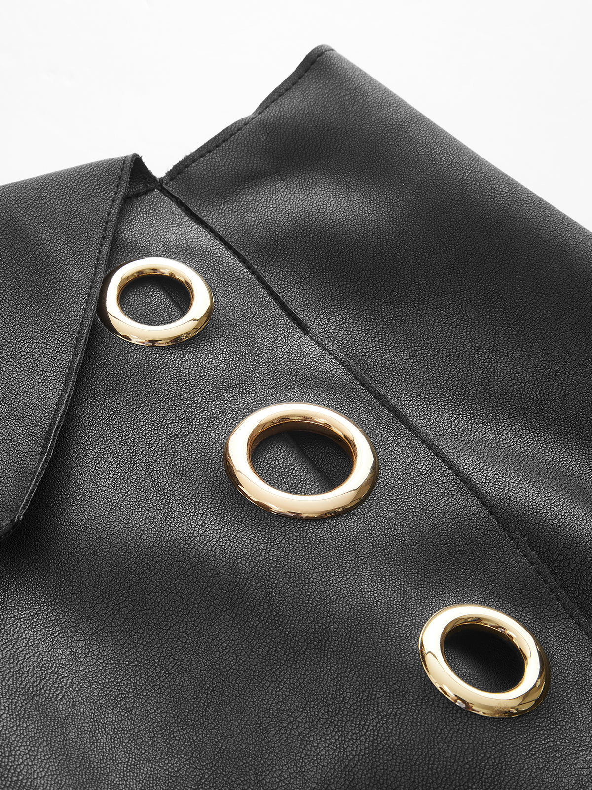 Faux Leather Ring Accent Asymmetric Skirt - Image 3