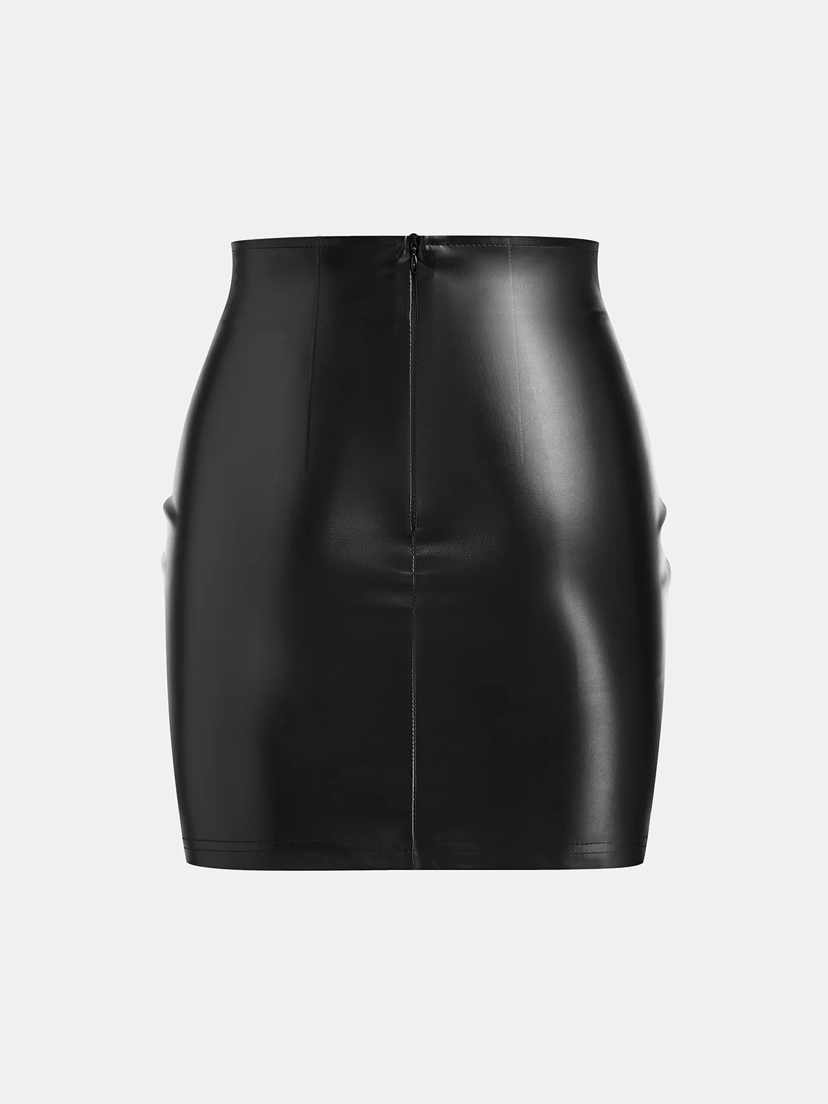 Faux Leather Ruched Mini Skirt - Image 2
