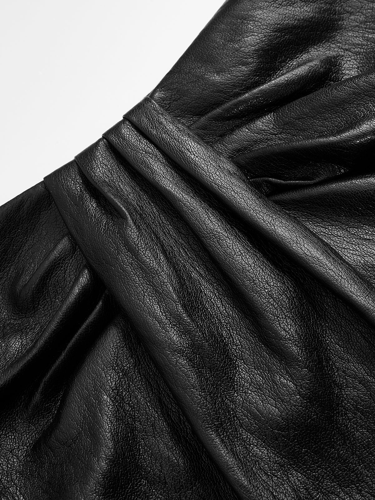 Faux Leather Ruched Mini Skort - Image 3