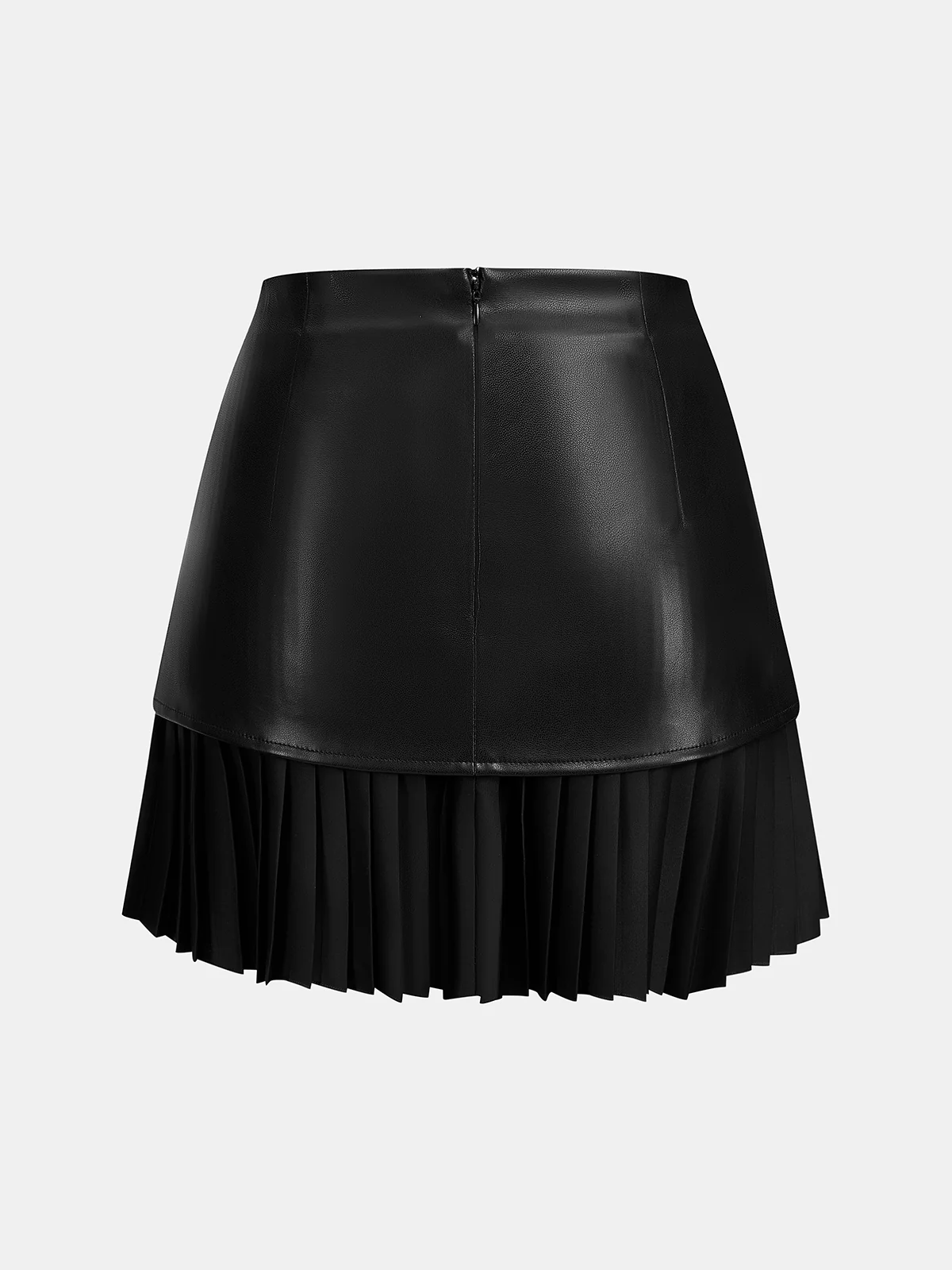 Faux Leather Ruched Pleated Mini Skirt - Image 2