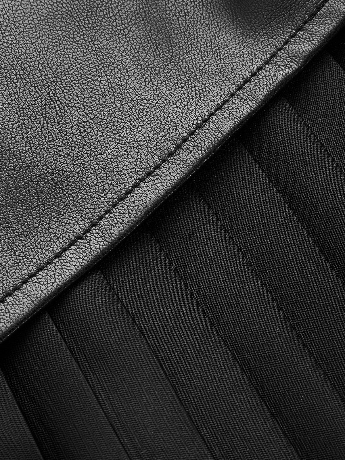 Faux Leather Ruched Pleated Mini Skirt - Image 4