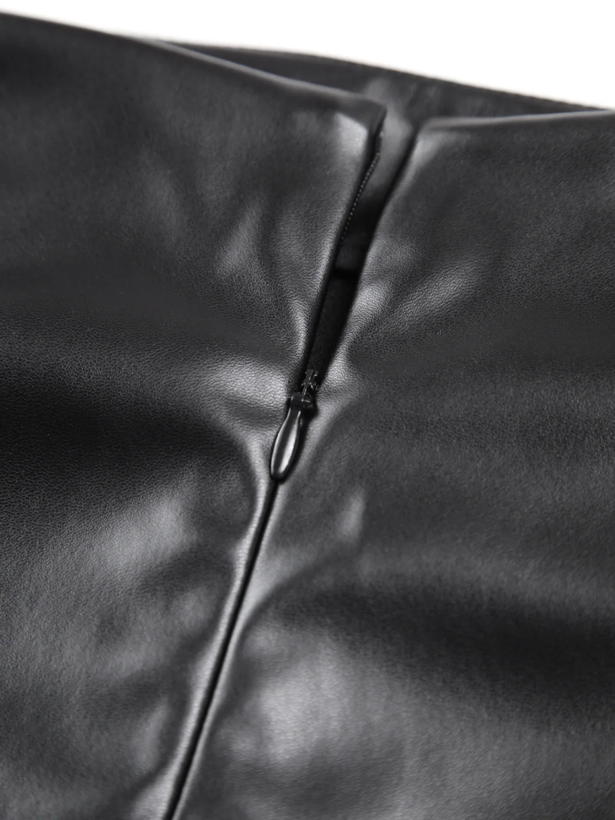 Faux Leather Ruched Slit Midi Skirt - Image 5