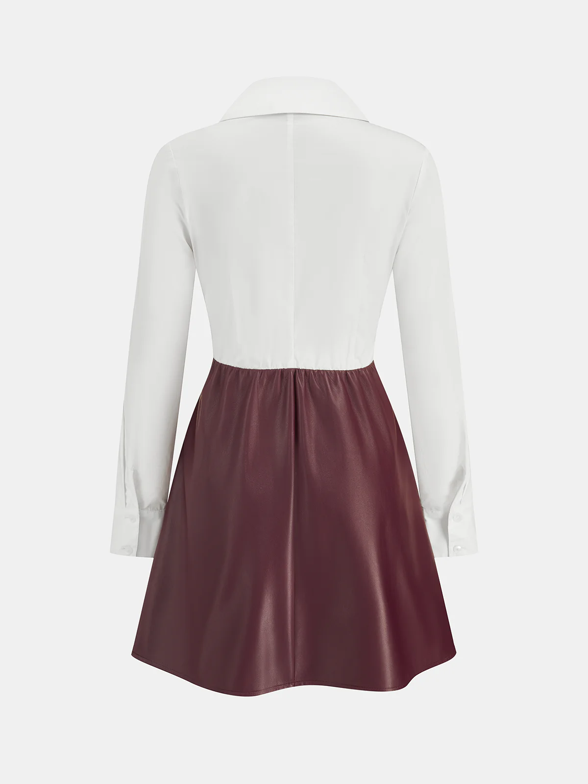 Faux Leather & Shirt Panel Asymmetric Dress - Image 2