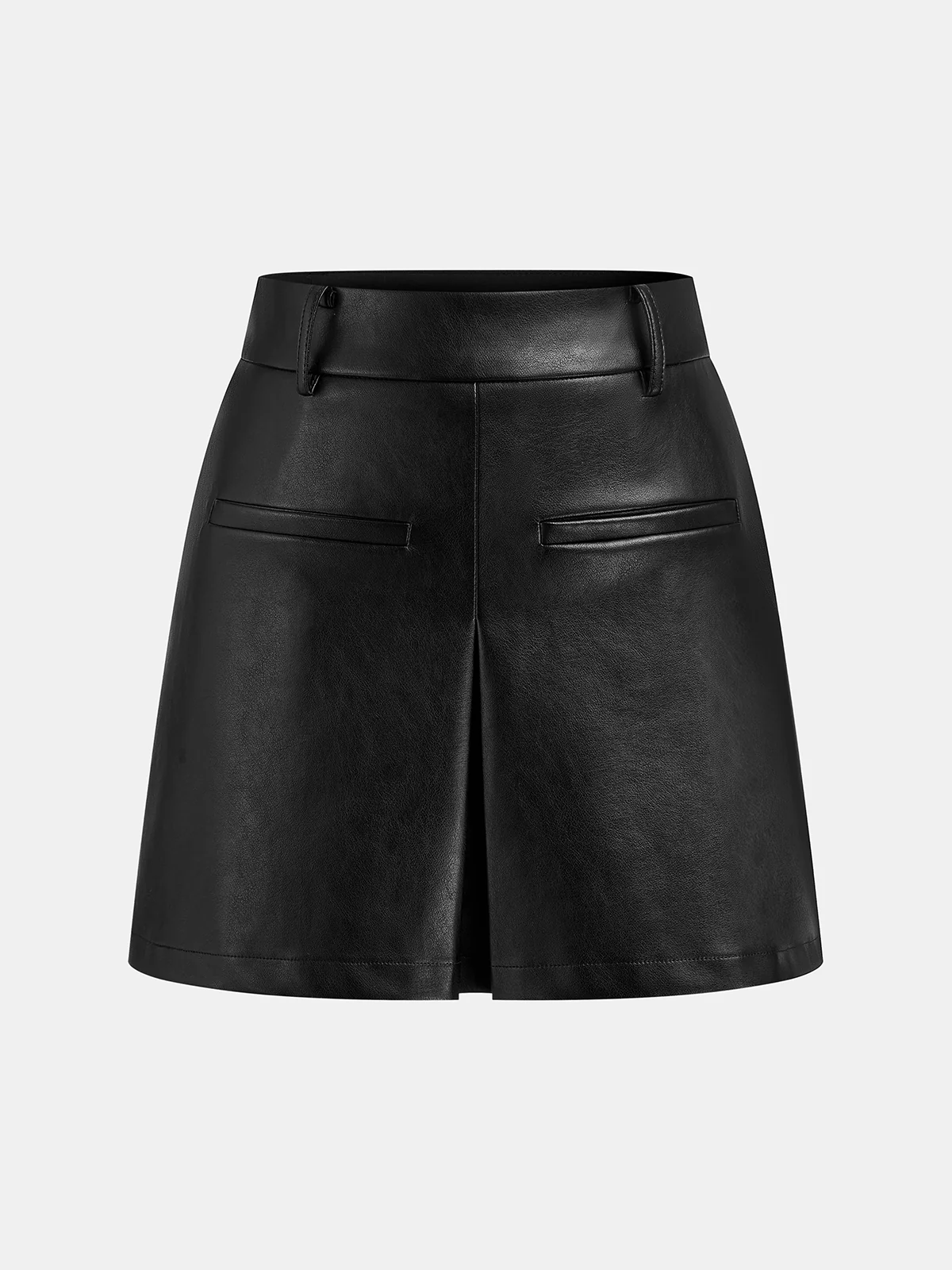 Faux Leather Slit Mini Skirt - Image 2