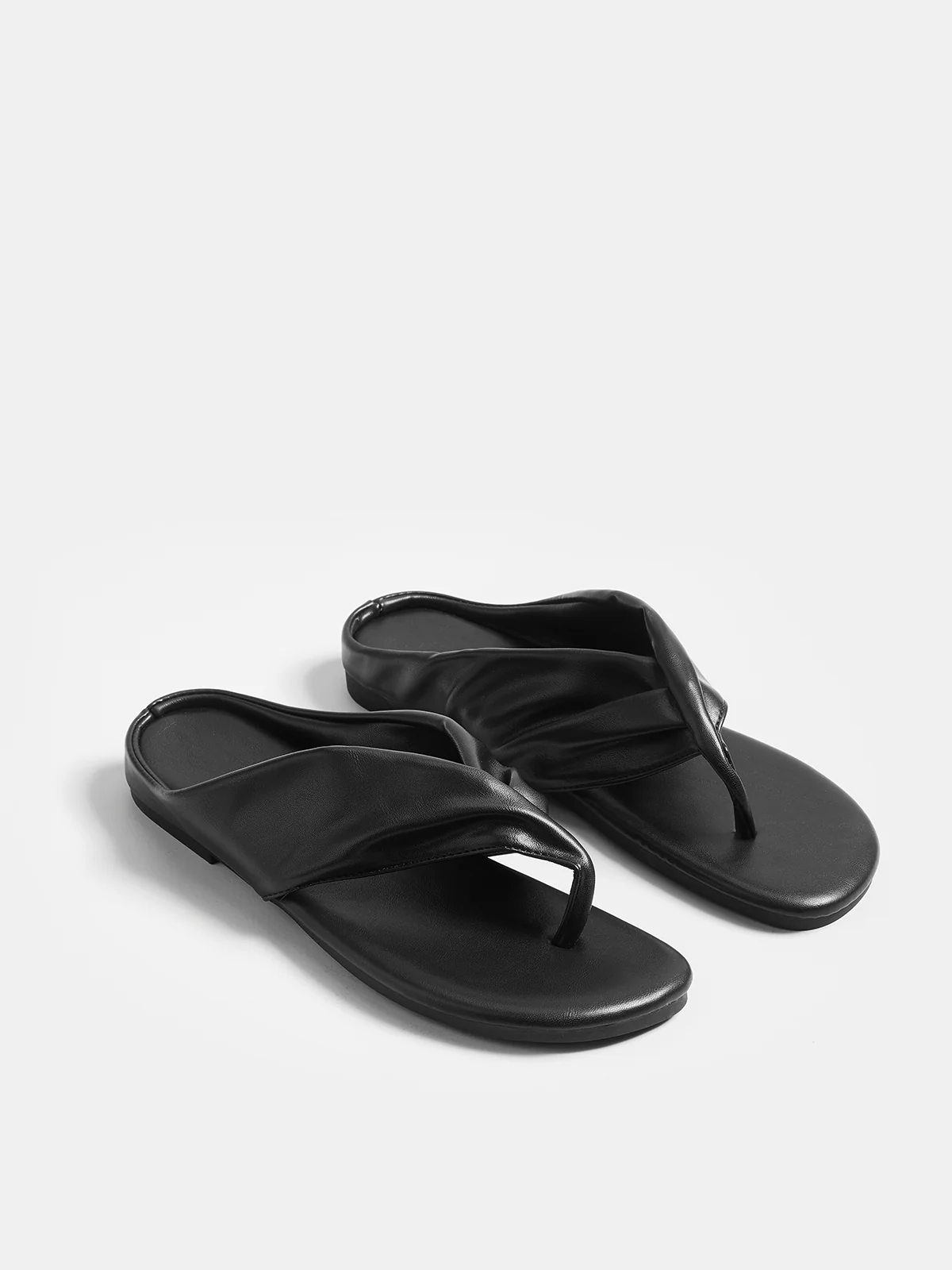 Faux Leather Twisted Thong Sandals - Image 2