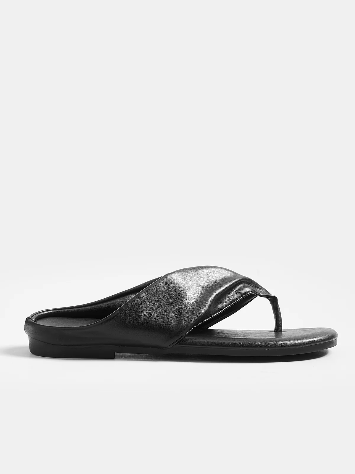Faux Leather Twisted Thong Sandals - Image 3