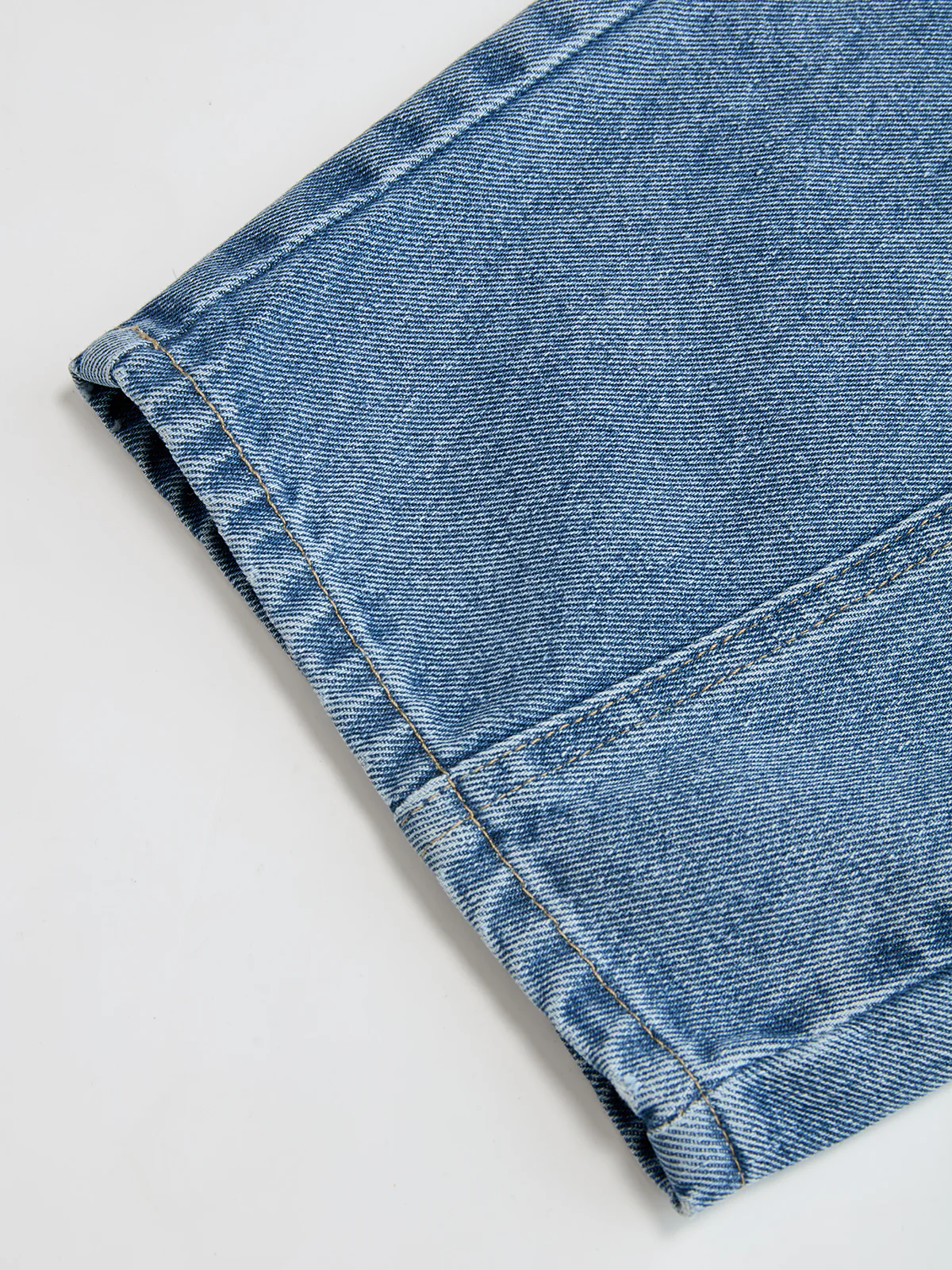 Faux Leather Waistband Denim Curved-Leg Pants - Image 5