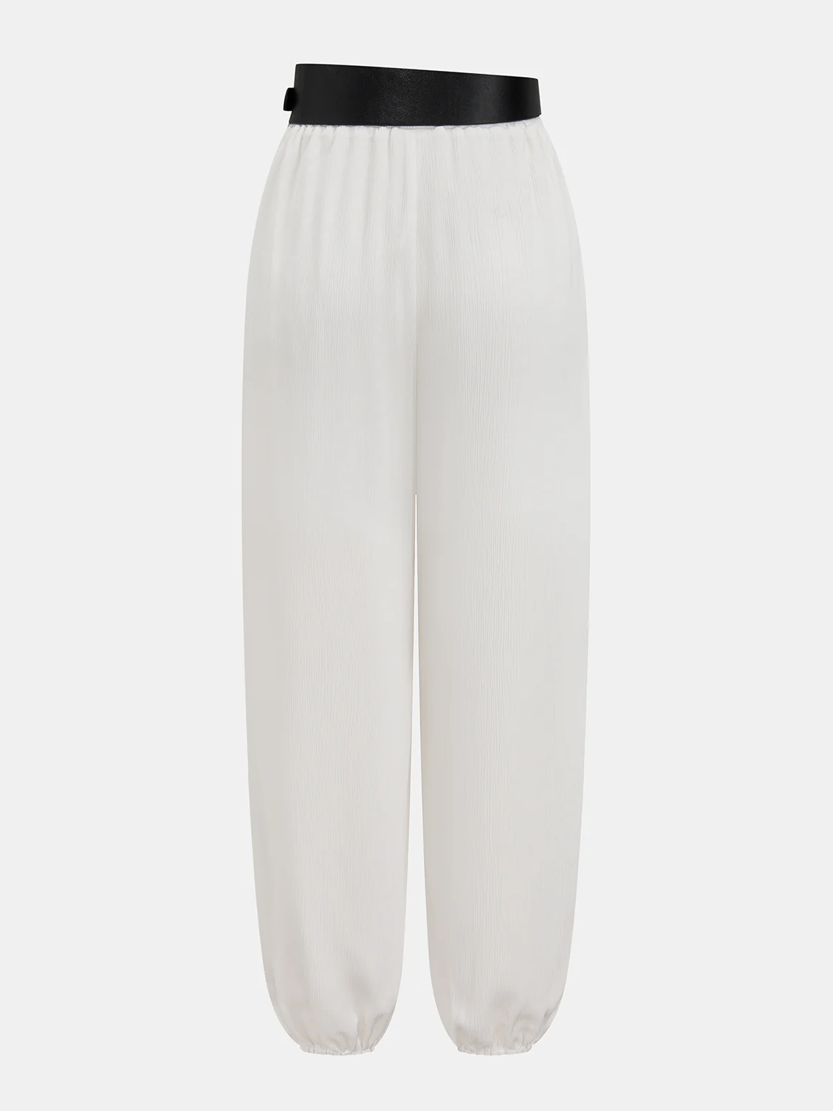 Faux Leather Waistband Jogger Pants - Image 2