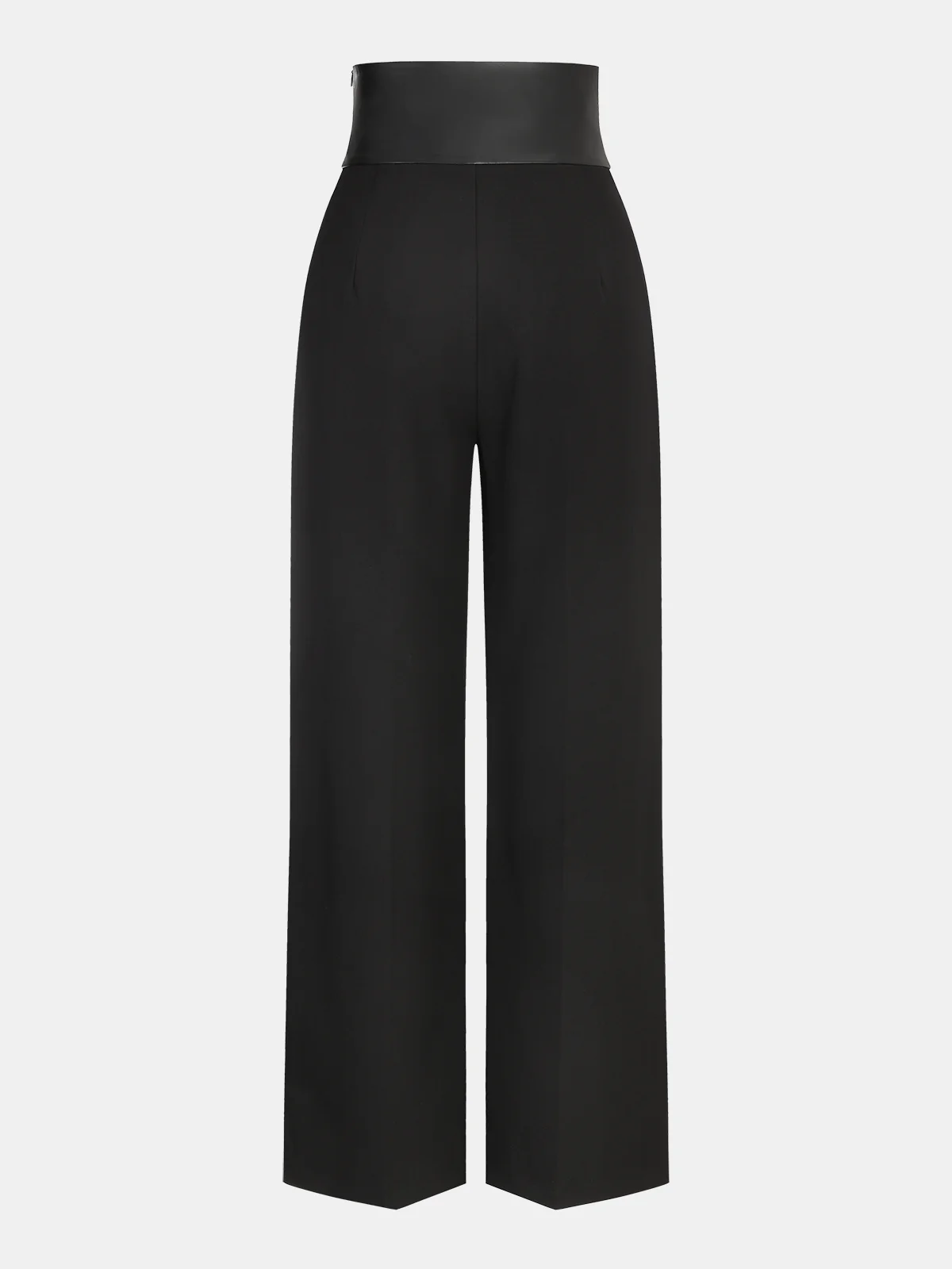 Faux Leather Waistband Straight-Leg Pants - Image 2
