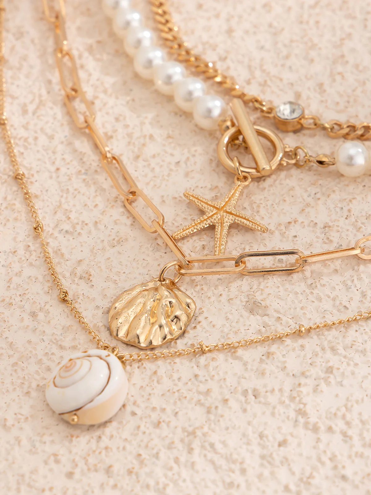 Faux Pearl Shell Beach Style Necklace - Image 4