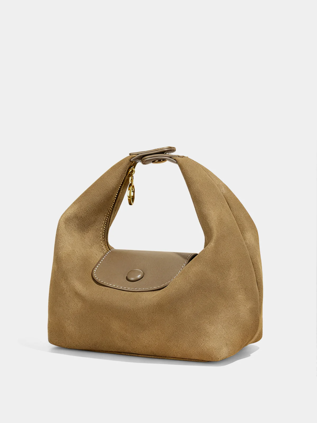 Faux Suede Flap Hobo Bag - Image 2