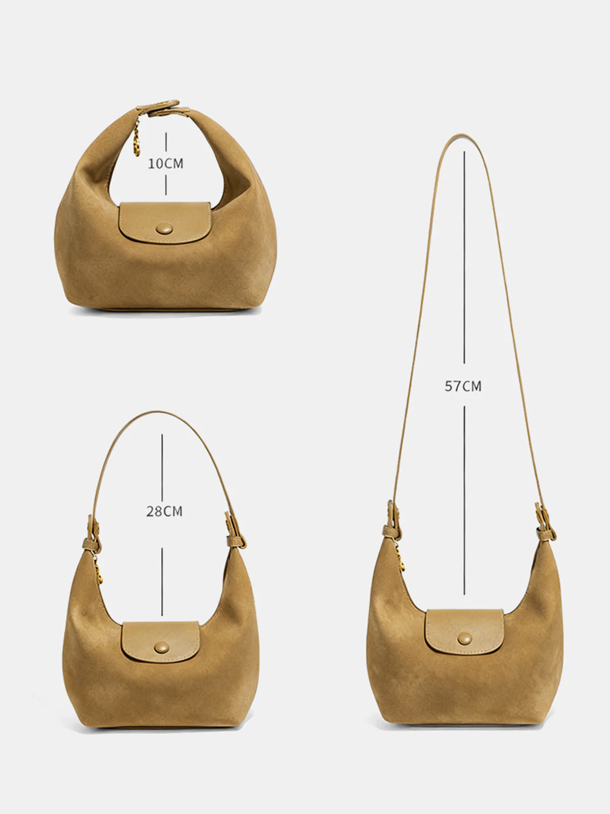 Faux Suede Flap Hobo Bag - Image 4