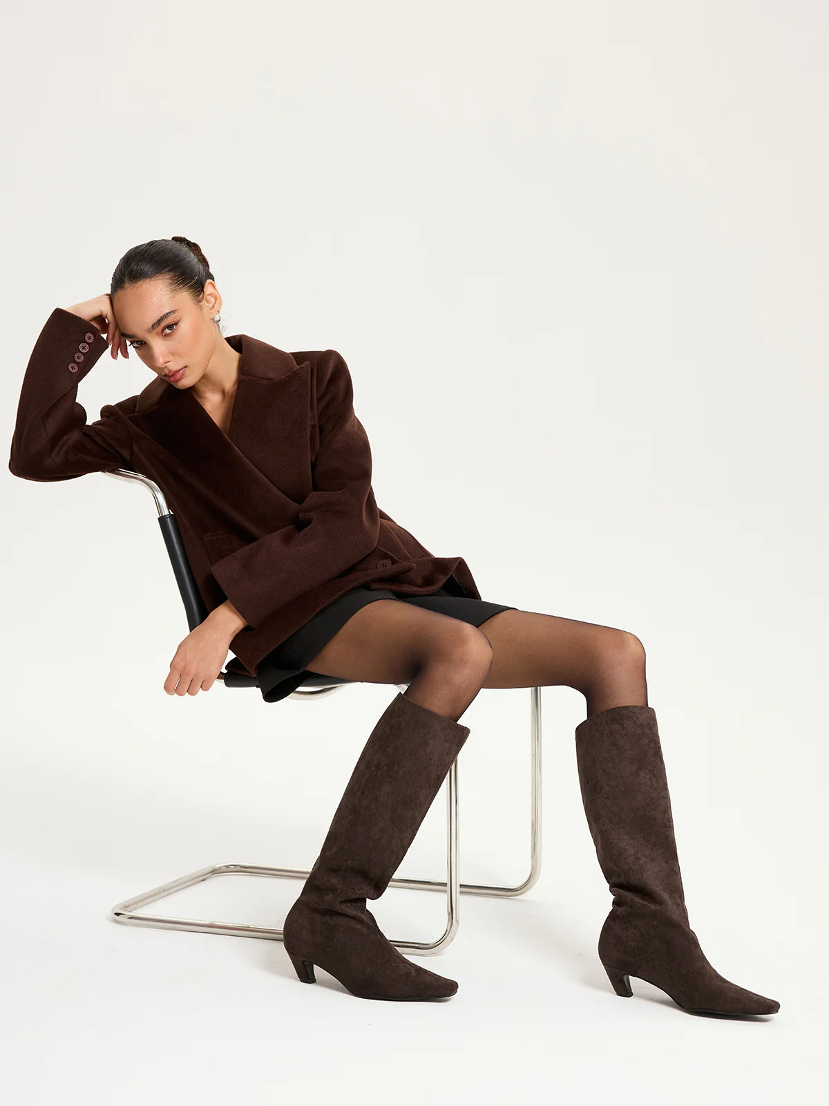 Faux Suede Knee-High Boots - Image 5