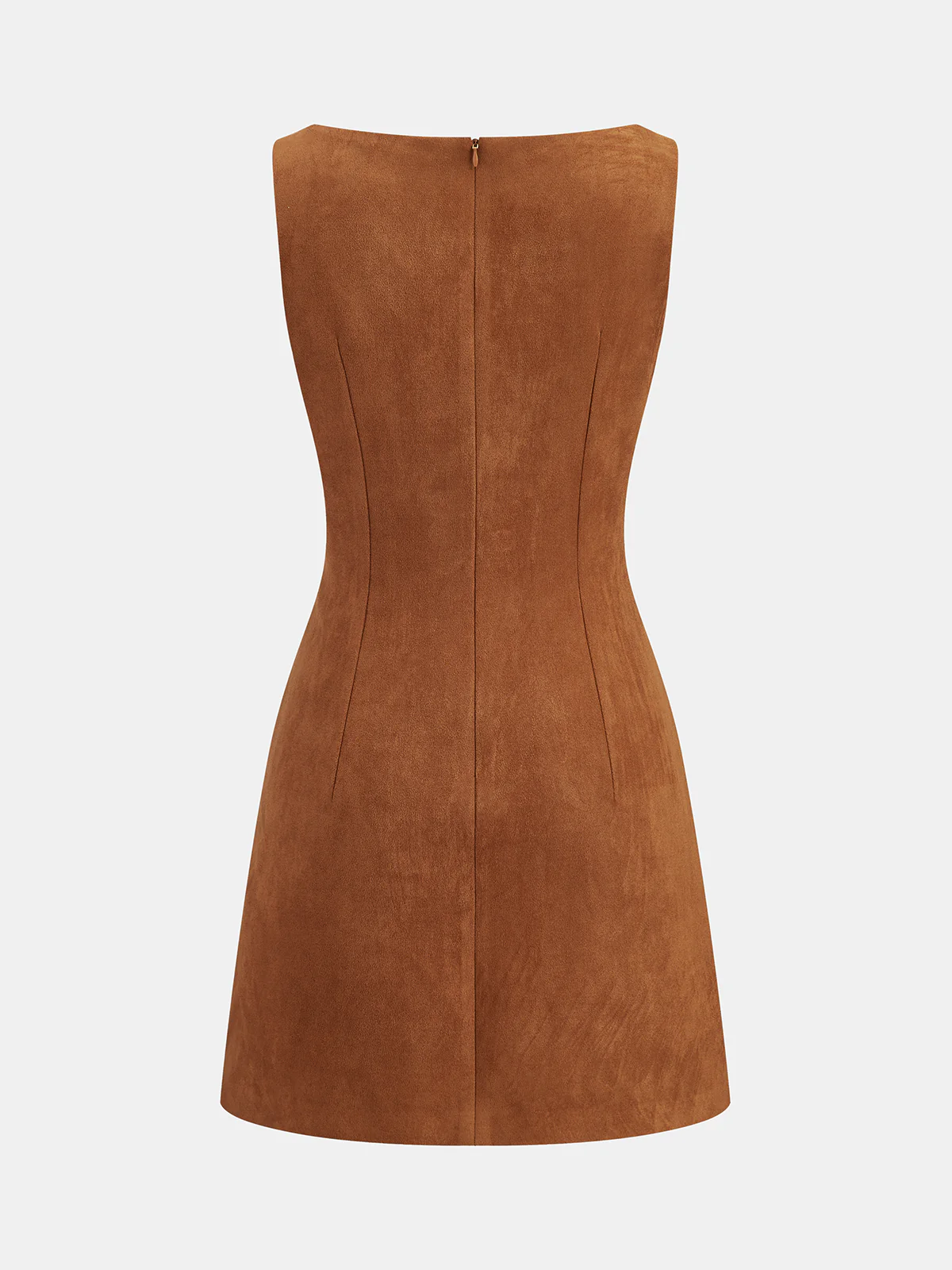 Faux Suede Sleeveless Mini Dress - Image 3