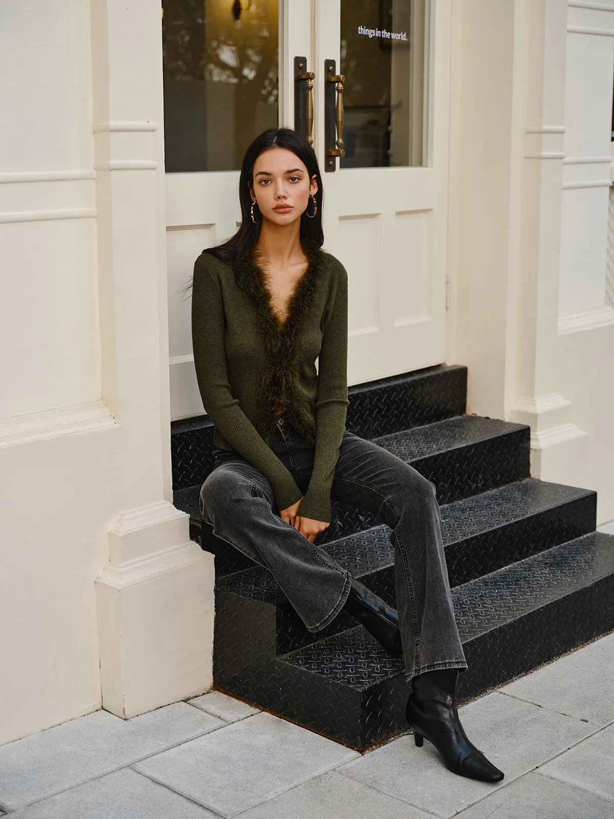 Feather Trim Wool-Blend Slim Sweater - Image 5