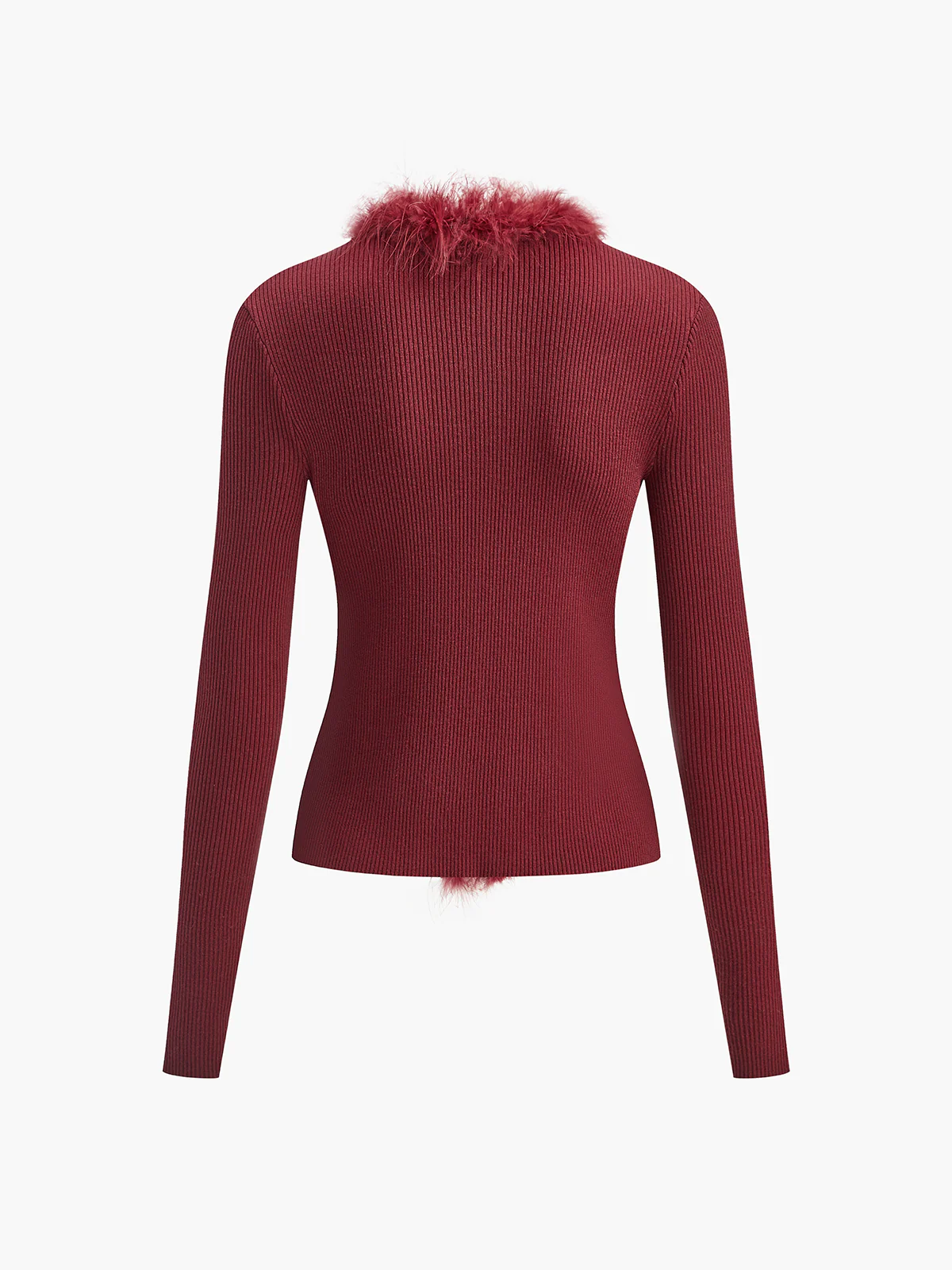 Feather Trim Wool-Blend Slim Sweater - Image 9