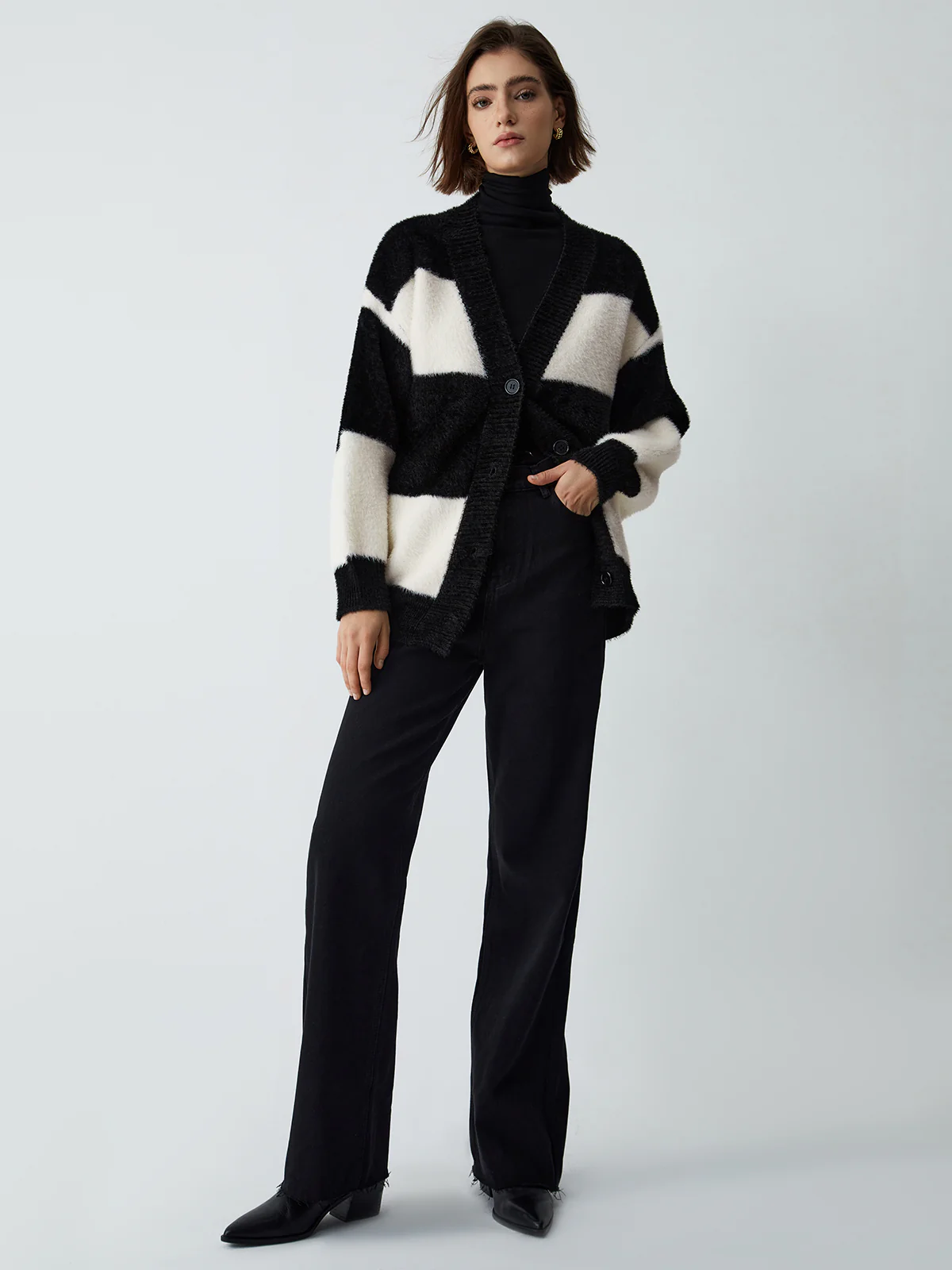 First Choice Stripe Fuzzy Cardigan - Image 2