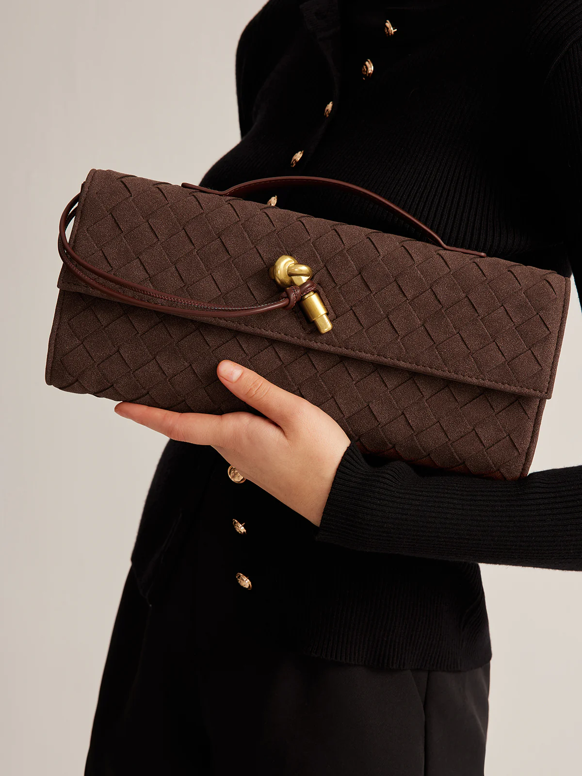 Flap Suede Clutch Bag - Image 5