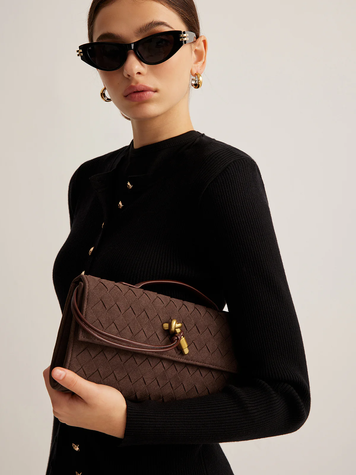 Flap Suede Clutch Bag - Image 6