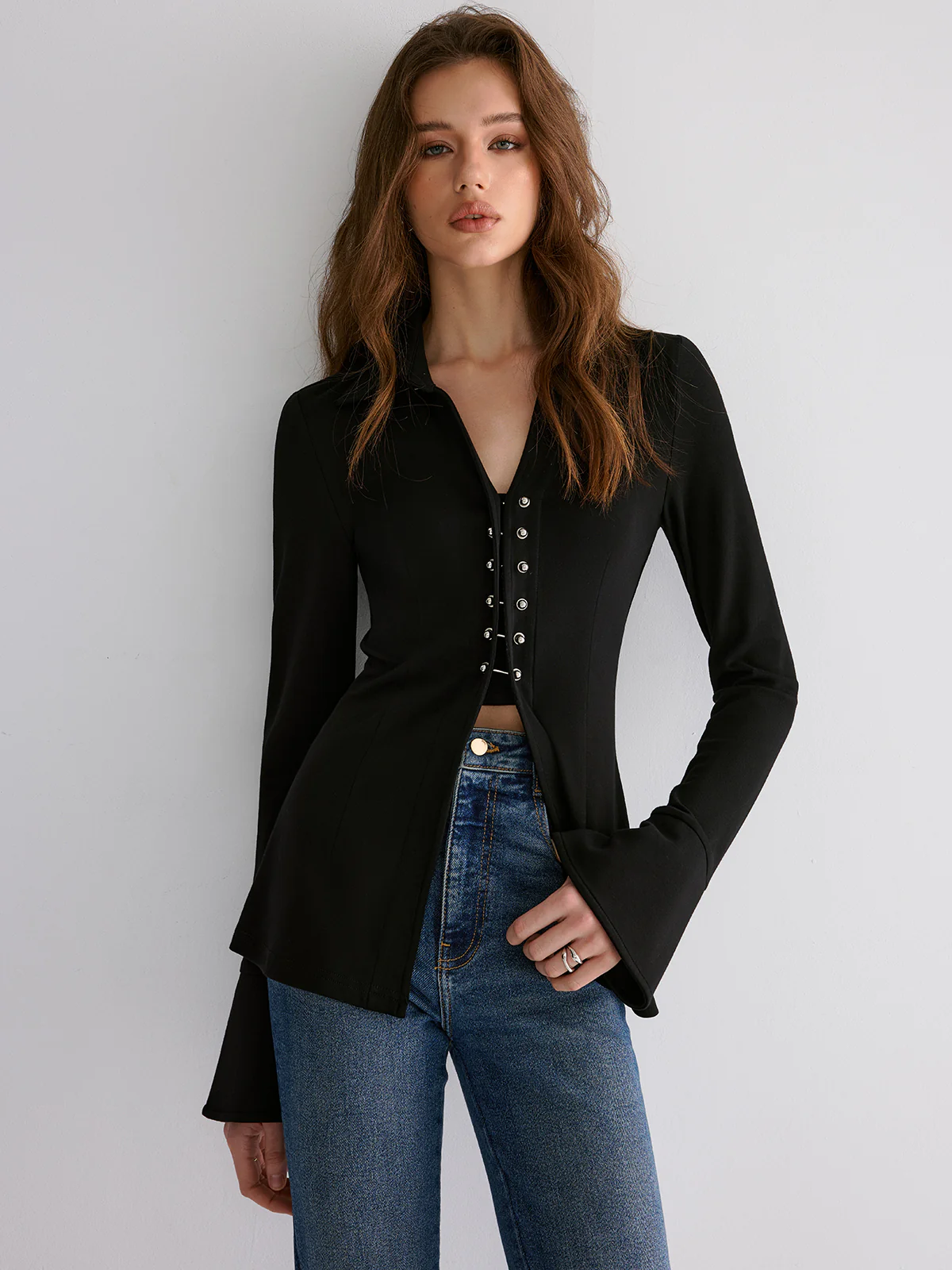 Flared Cuff Collared Blouse - Image 5