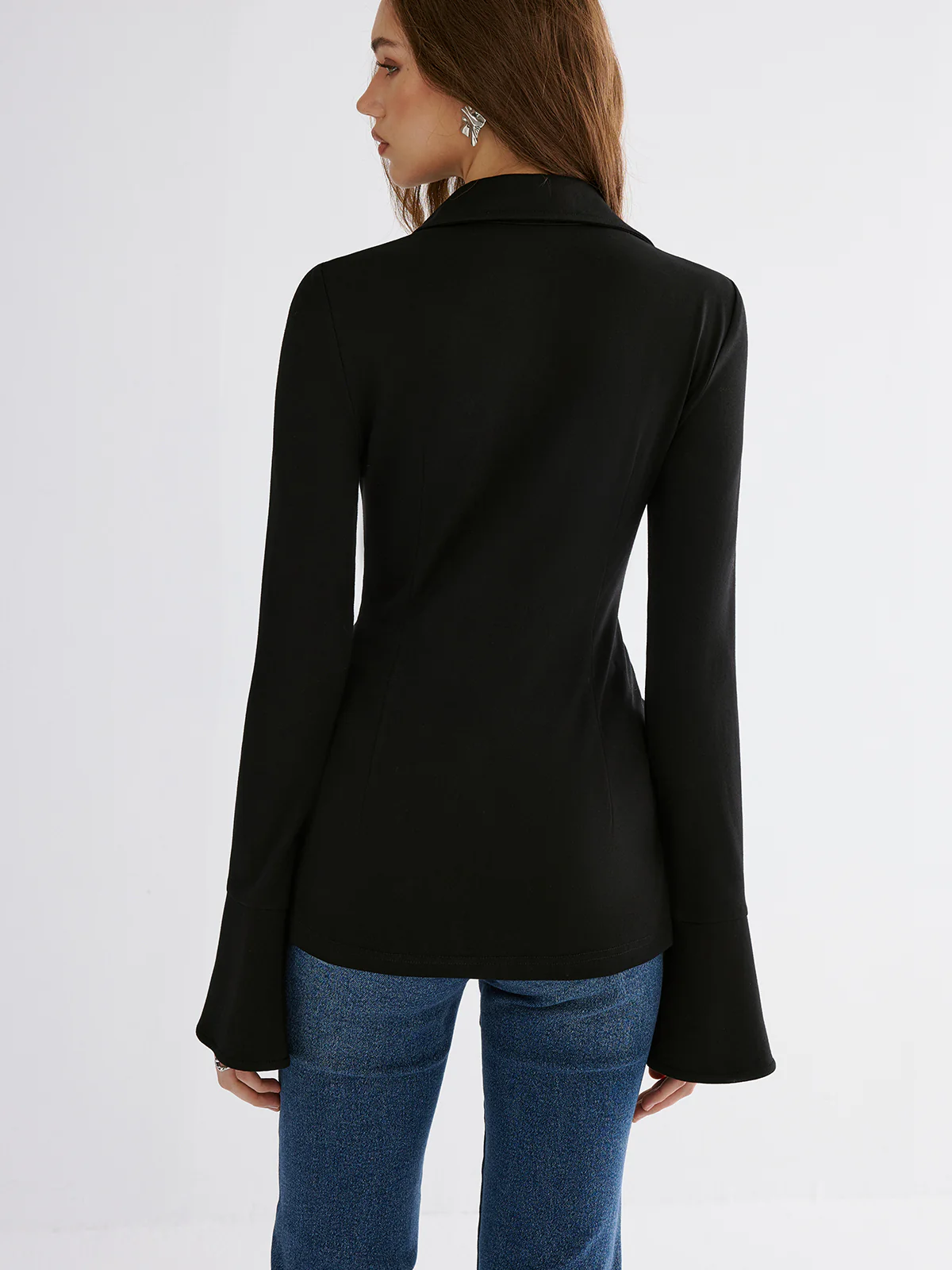 Flared Cuff Collared Blouse - Image 6