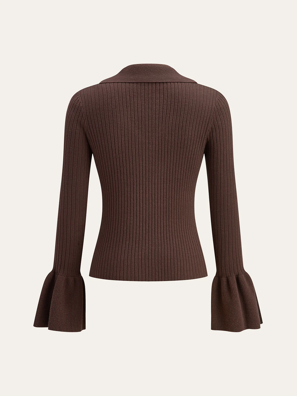 Flared Cuff Polo-Collar Sweater - Image 2
