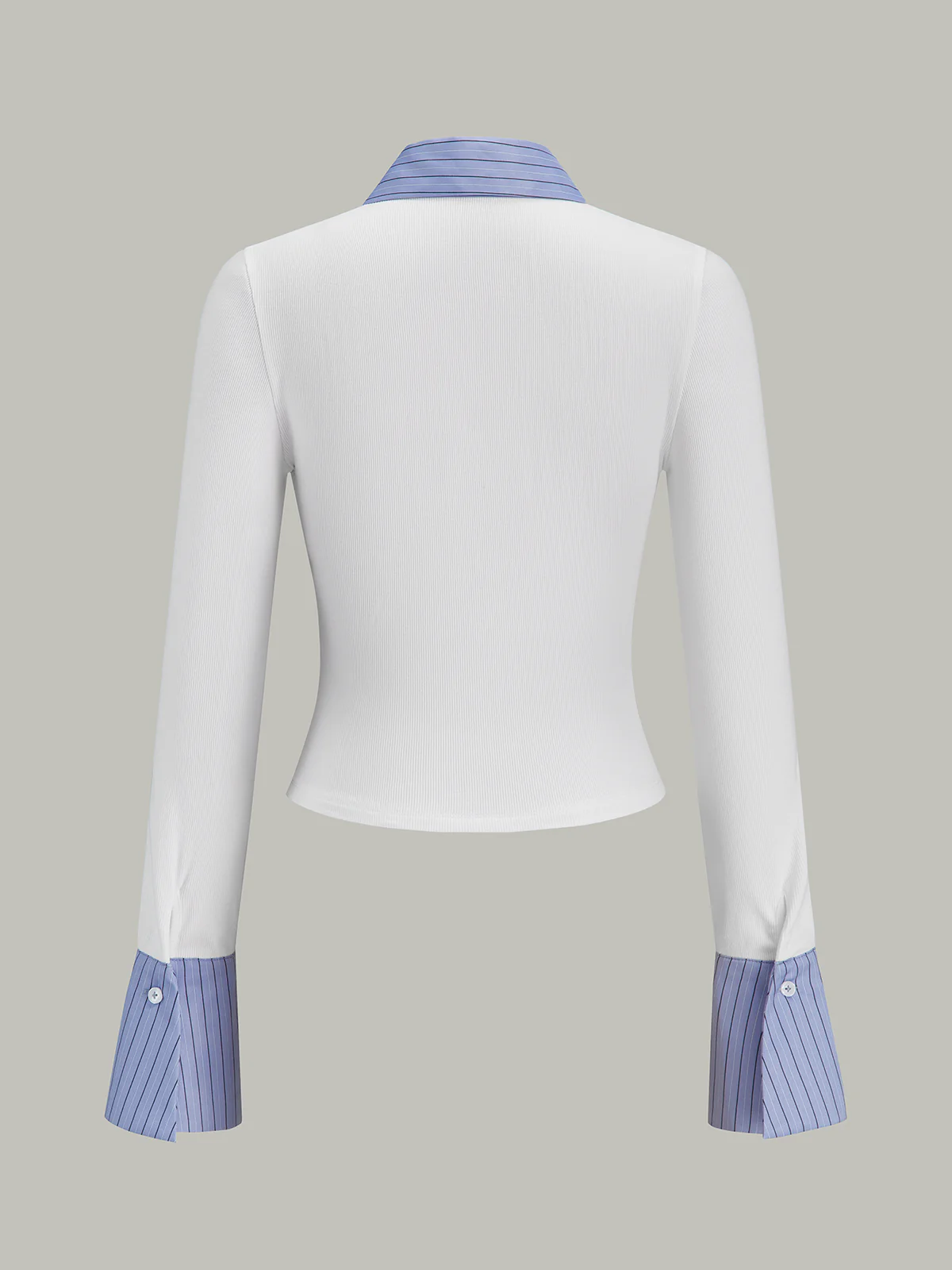 Flared Cuff Striped Paneled Shirt - Image 3