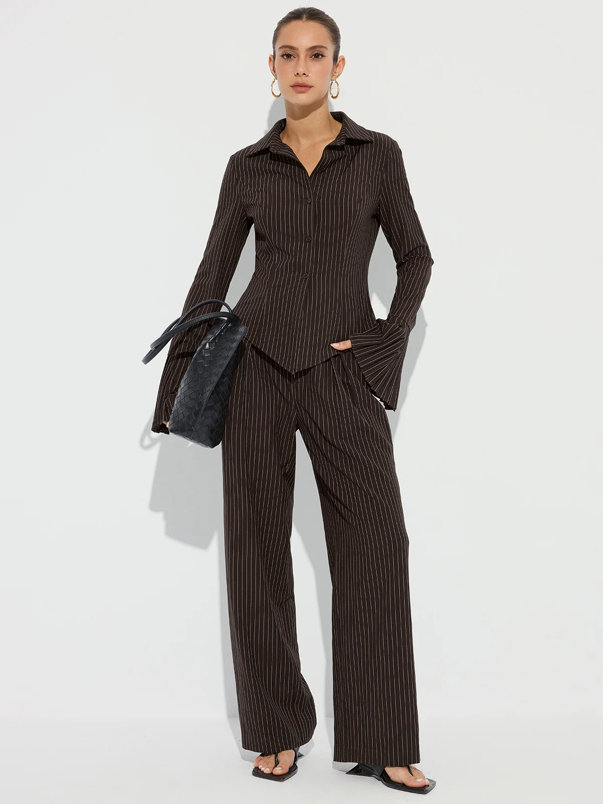 Flared Cuff Striped Shirt - Image 4