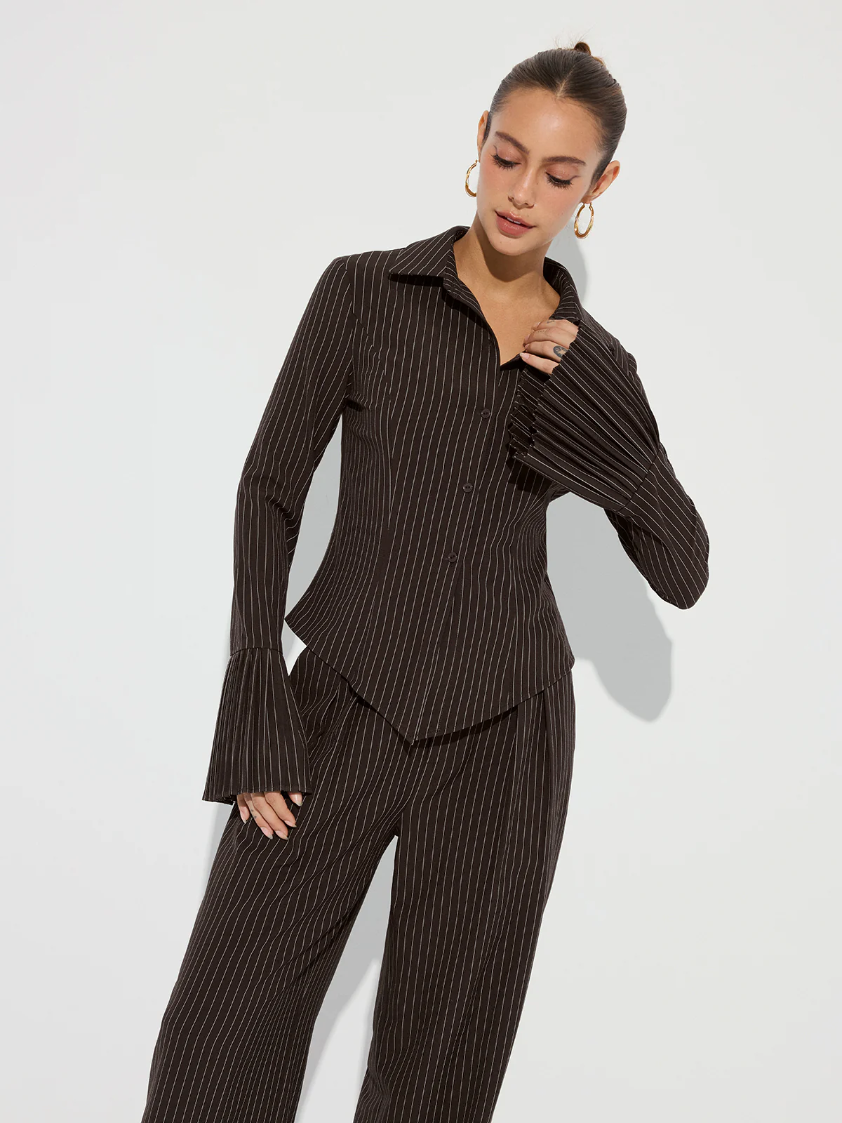 Flared Cuff Striped Shirt - Image 5