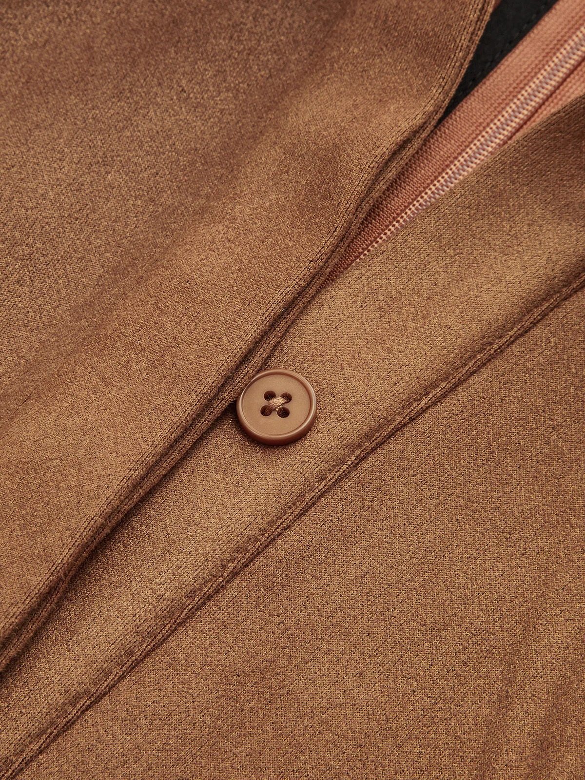 Flared Hem Suede Effect Shirt Dress - Image 4