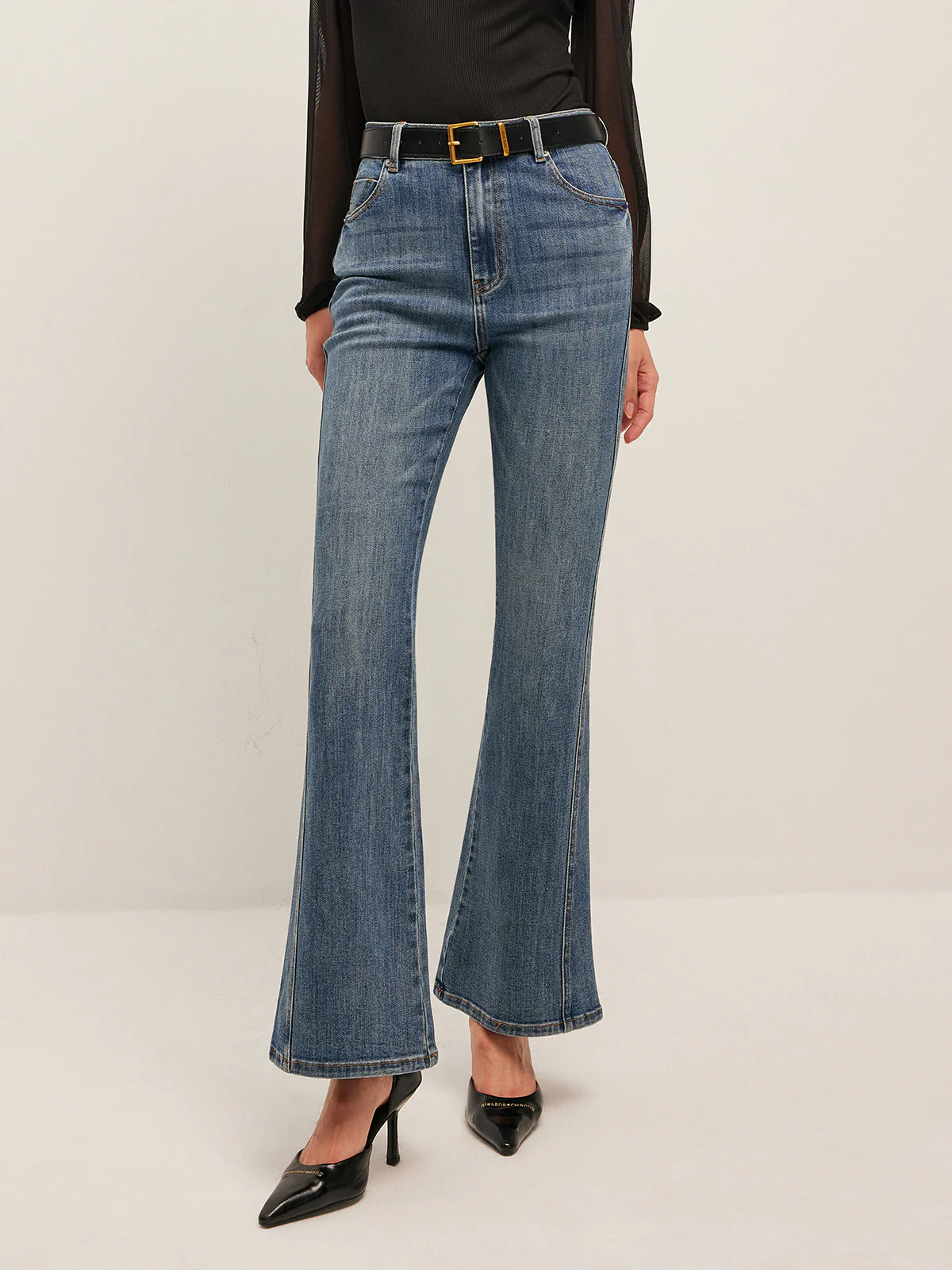 Flared Mid-Waisted Jeans - Image 3
