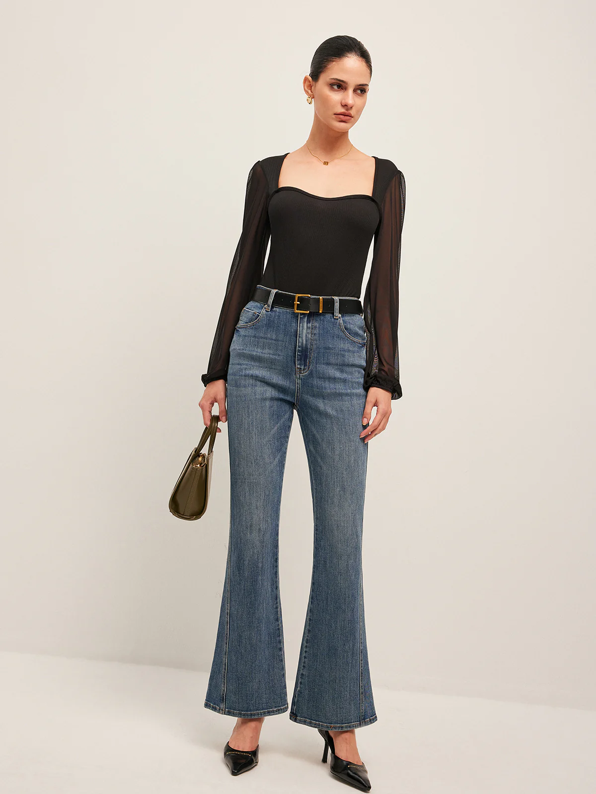 Flared Mid-Waisted Jeans - Image 5