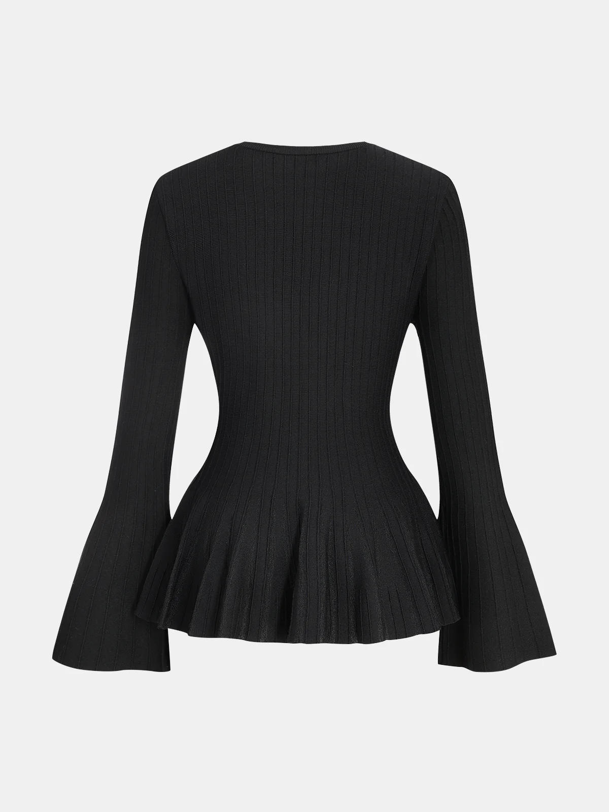 Flared Sleeve Peplum Knit Top - Image 2