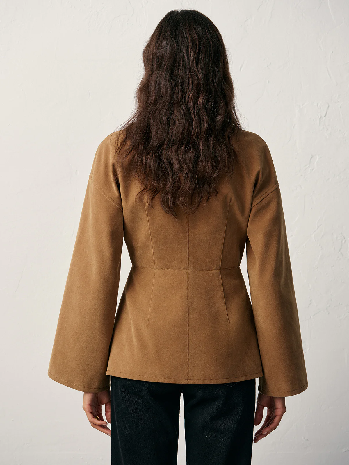 Flared Sleeve Suede Effect Blazer - Image 5