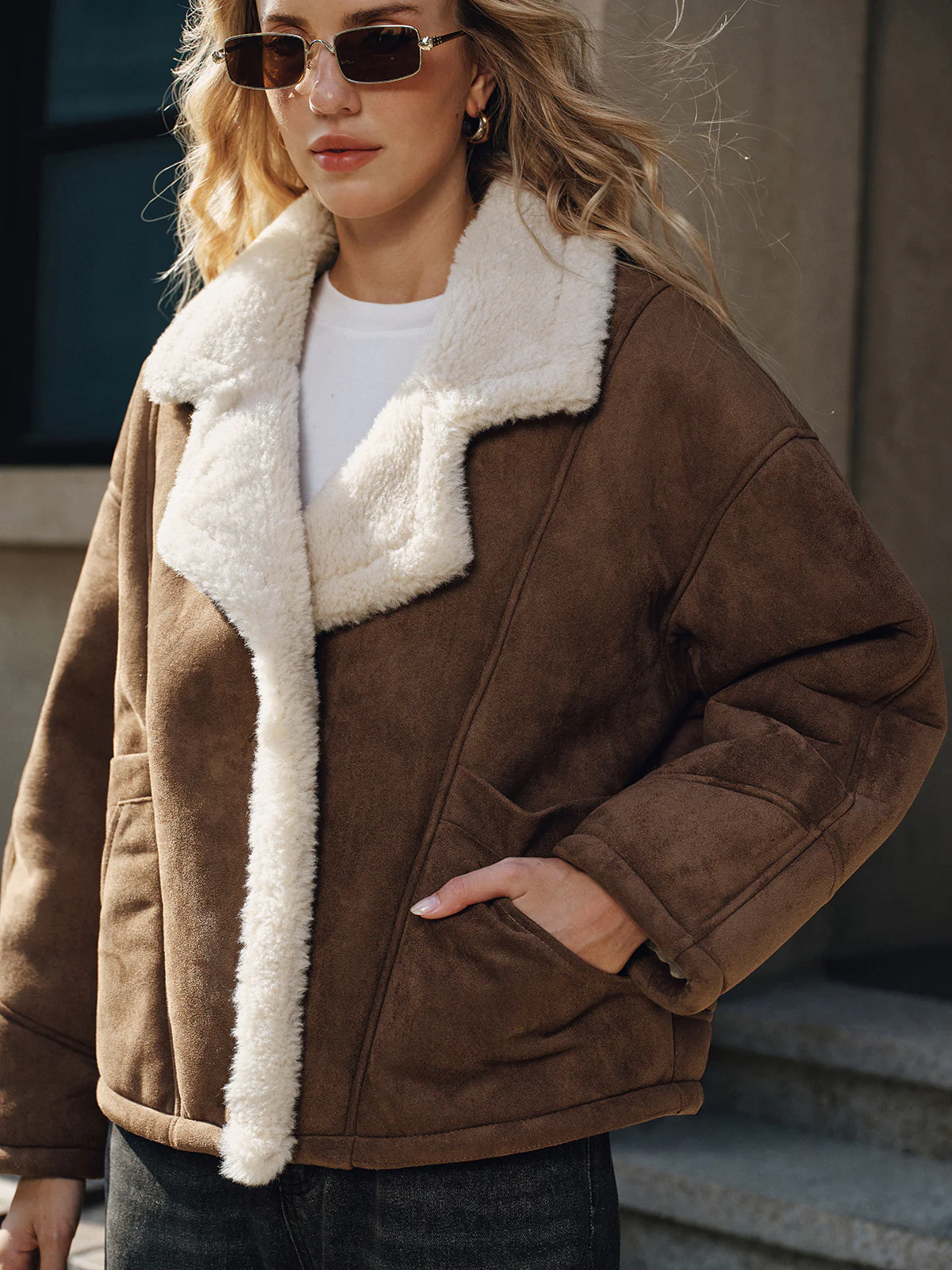 Fleece Lined Lapel Coat - Image 4