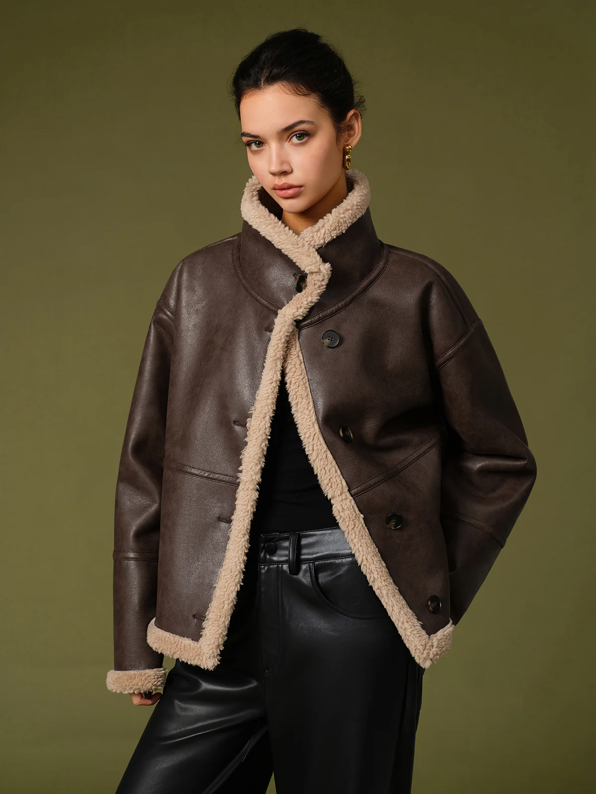Fleecing PU Leather Warm Jackets - Image 5